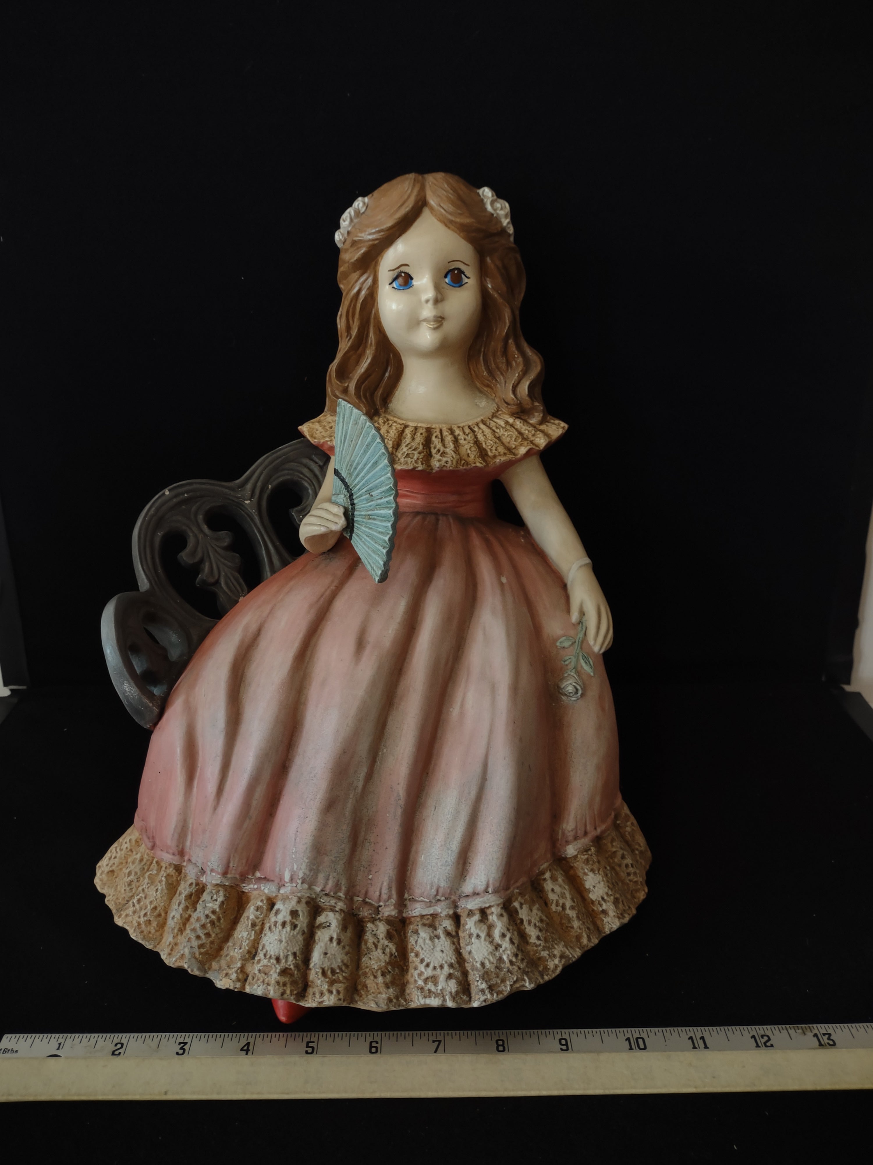 Vintage Ceramic Young Girl Pink Dress Bench (Lot 3721)