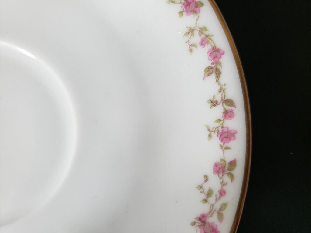 Haviland Limoges France 5-1/2" Saucer Gold Trim Pink Rose Garland (lot 571)