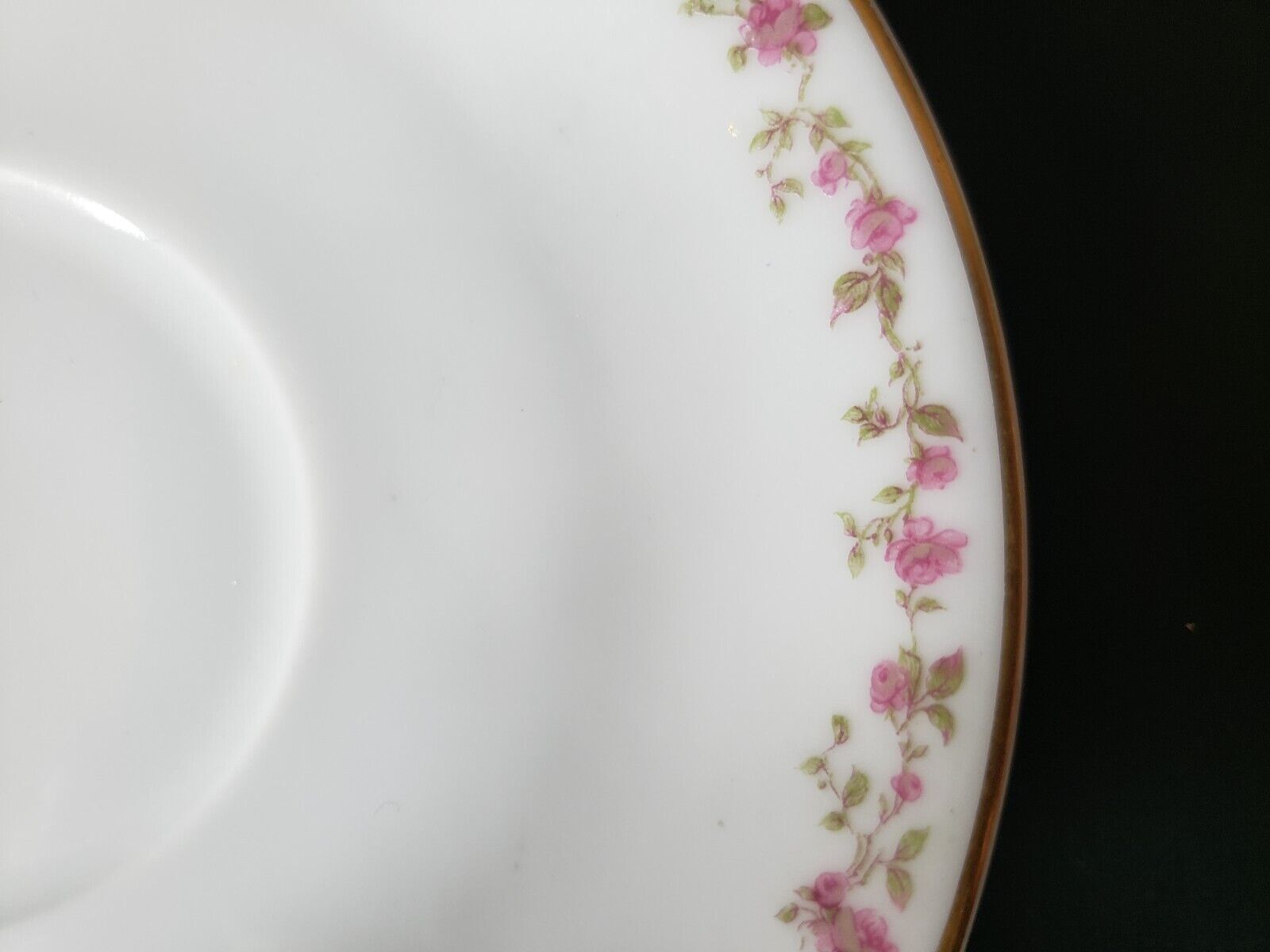 Haviland Limoges France 5-1/2" Saucer Gold Trim Pink Rose Garland (lot 571)
