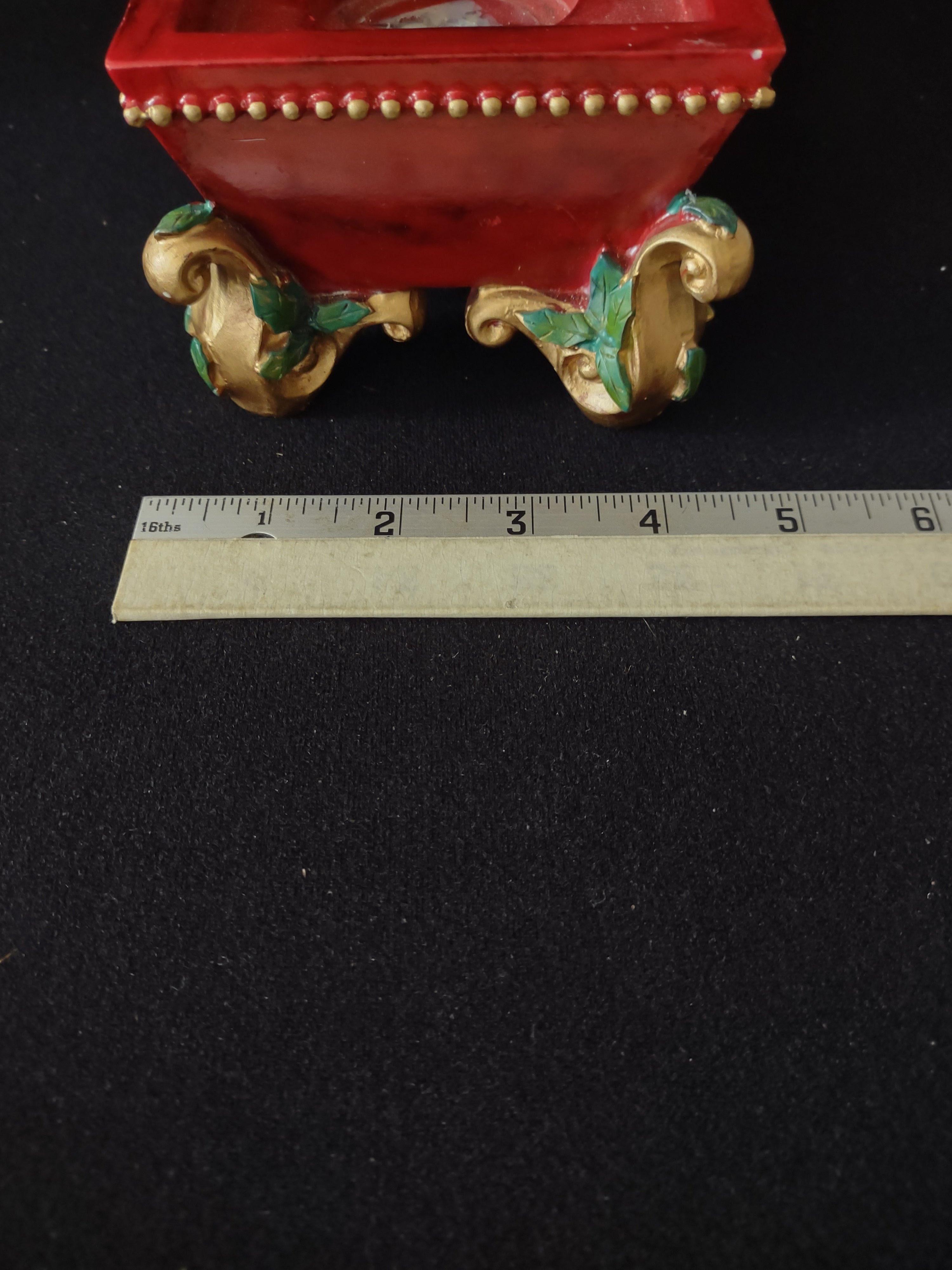Vintage Christmas Poinsettia Footed 4 Tea Lighted Candle Holder (Lot 3625)