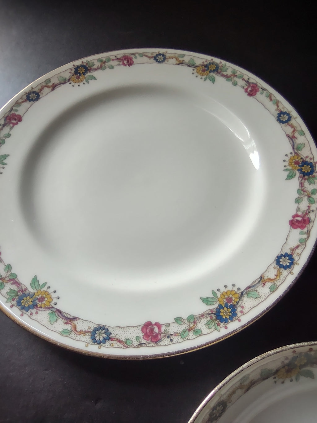 Depose Ahrenfeldt Limoges Dinner Dessert Bread Plate Pink Yellow Rose Gold (861)