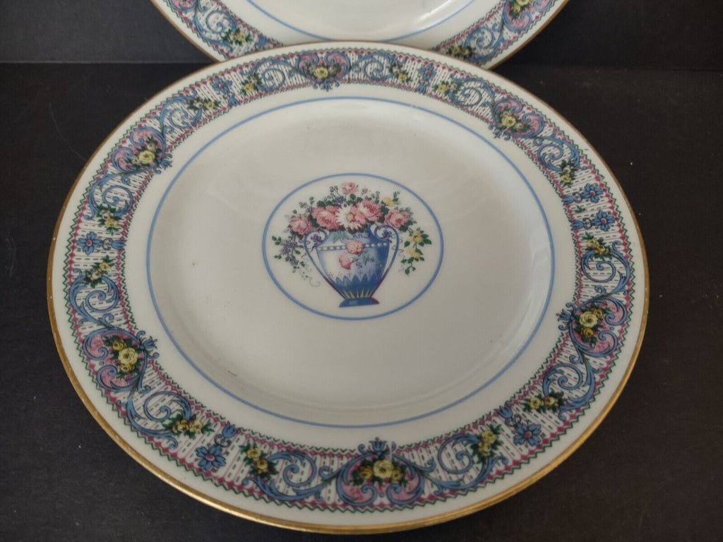 Set of 4 Limoges France Dessert Salad Blue Floral Plate 7-3/4" (lot 439)