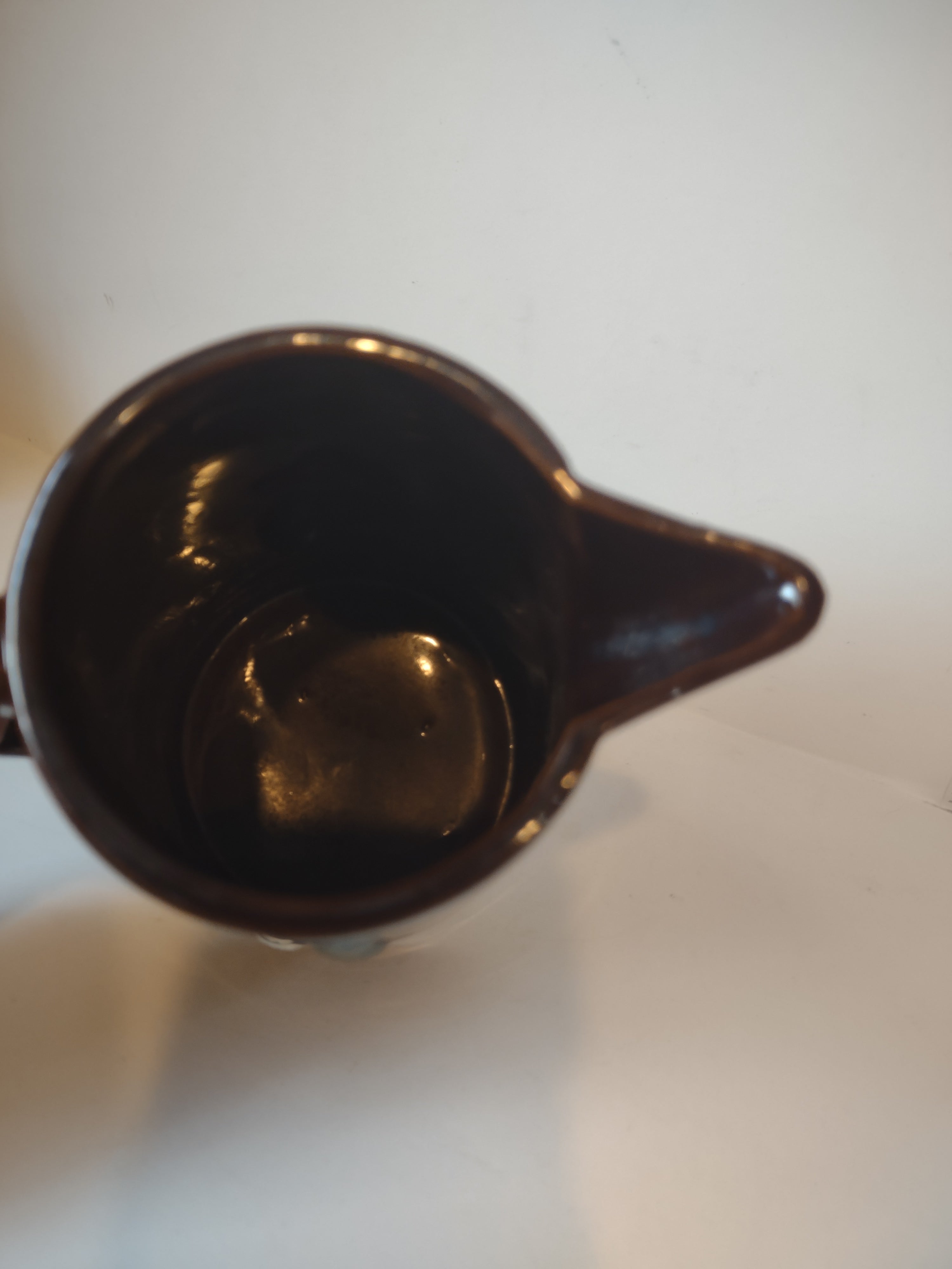 Vintage Redware Syrup Pitcher x 2 Rooster Vegetables (lot 2994c)