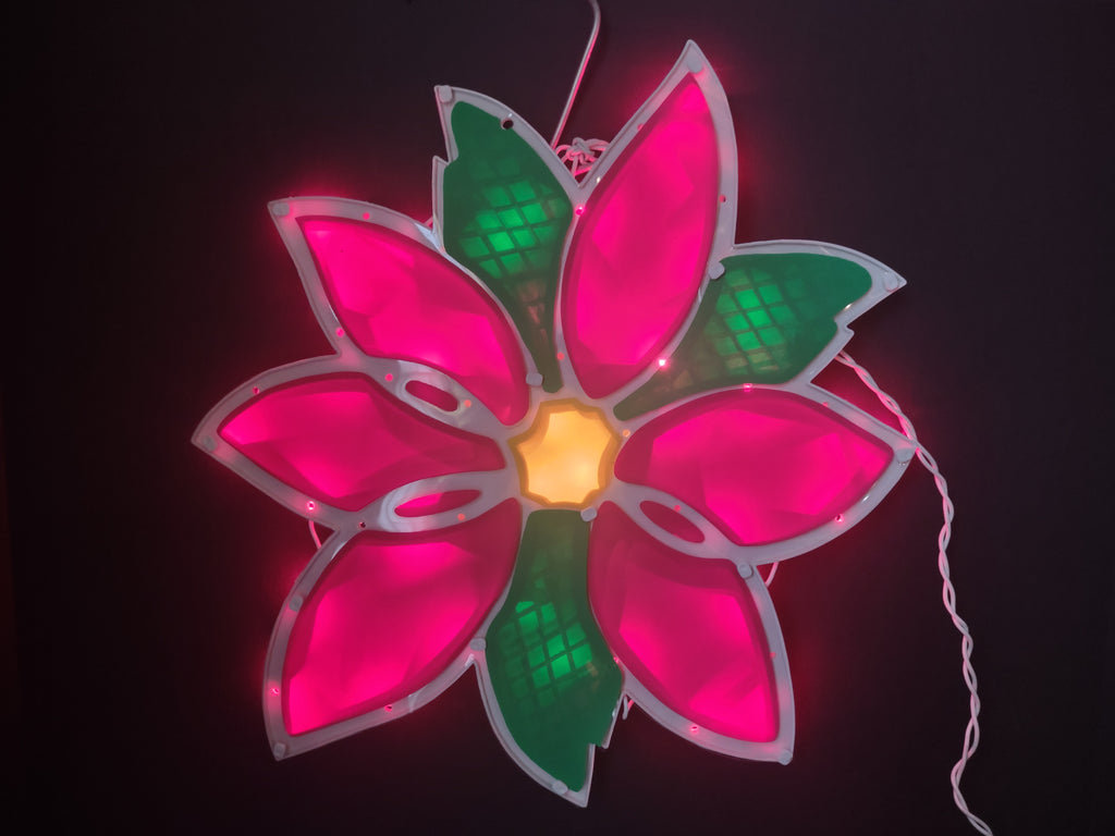 Christmas Poinsettia Flower Light Up Sculpture Decoration 17" (lot 1549)