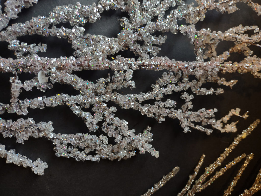 Christmas Decorations Gold Ting Ting Angels Iced Crystal Twigs (lot 1456)