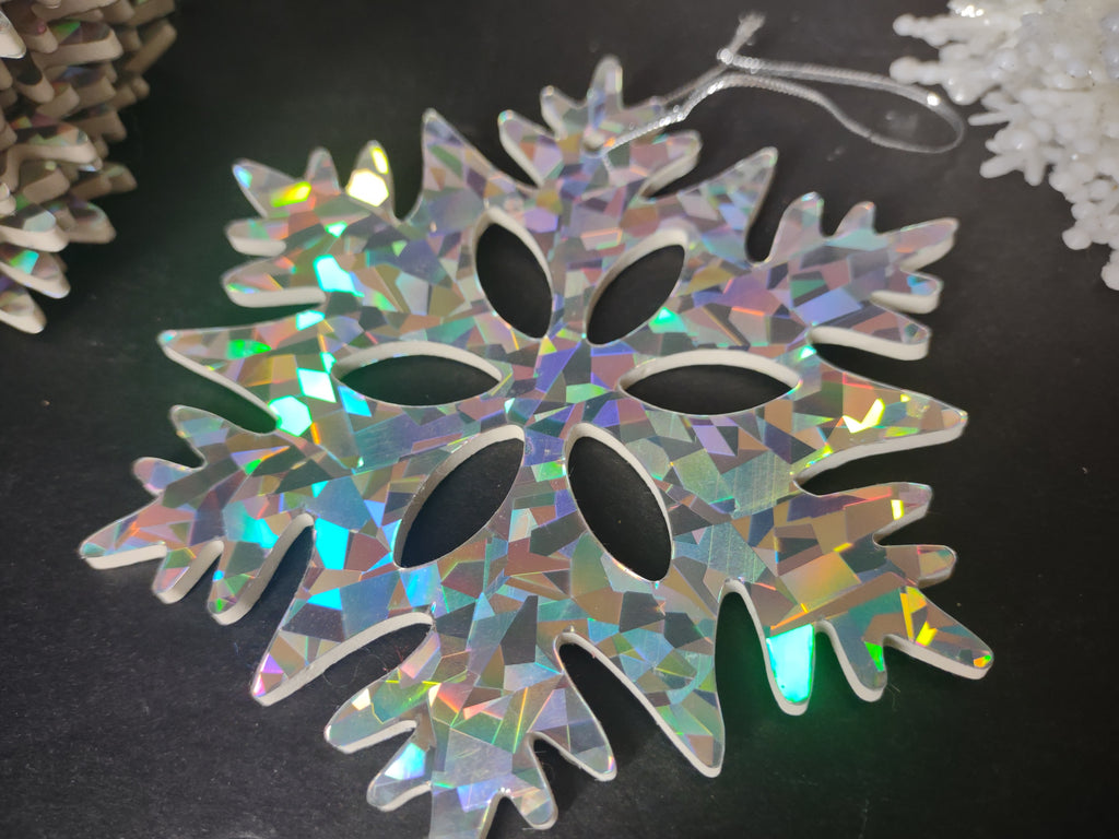 Set Christmas Ornaments Angel Snowflake Santa's Secret Holographic (lot 1754)