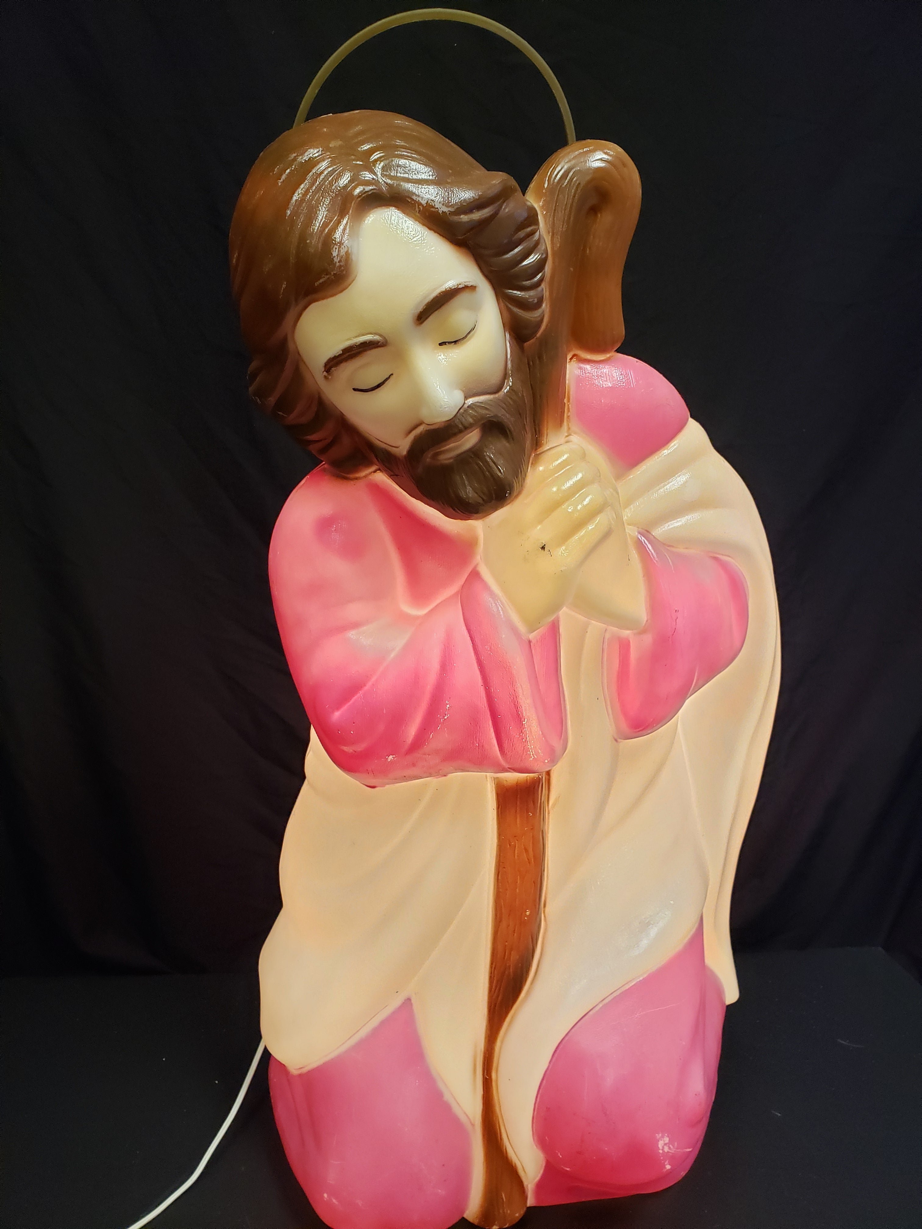 Vintage Christmas Nativity Outdoor Joseph with Halo Blow Mold 27" (lot 2253)