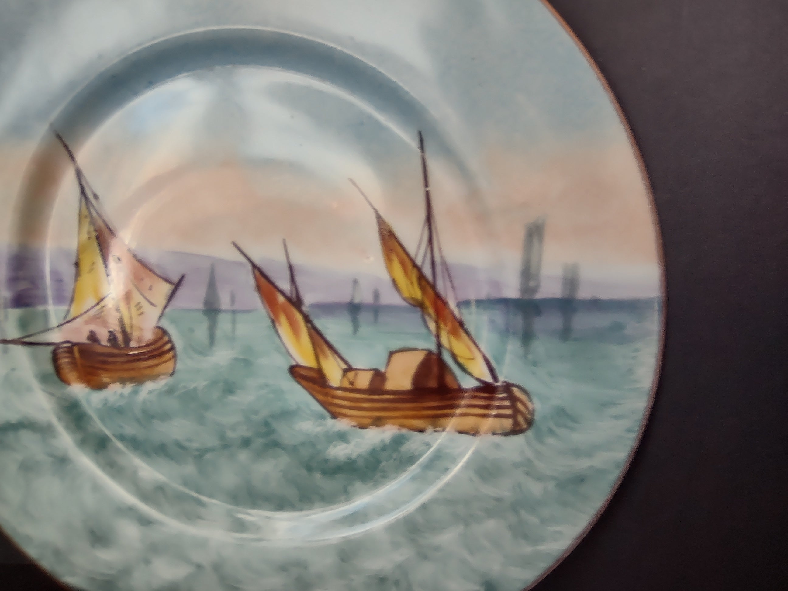 Limoges France Cabinet Plate Boats Design 10-1/4" (lot 1115)