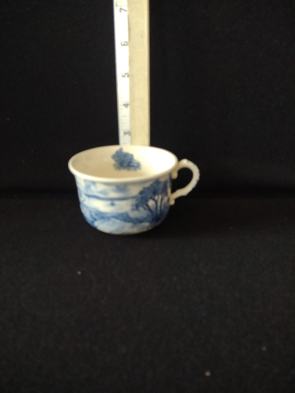 Vintage Staffordshire England Teacup Ironstone Blue Landscape (Lot 5637)