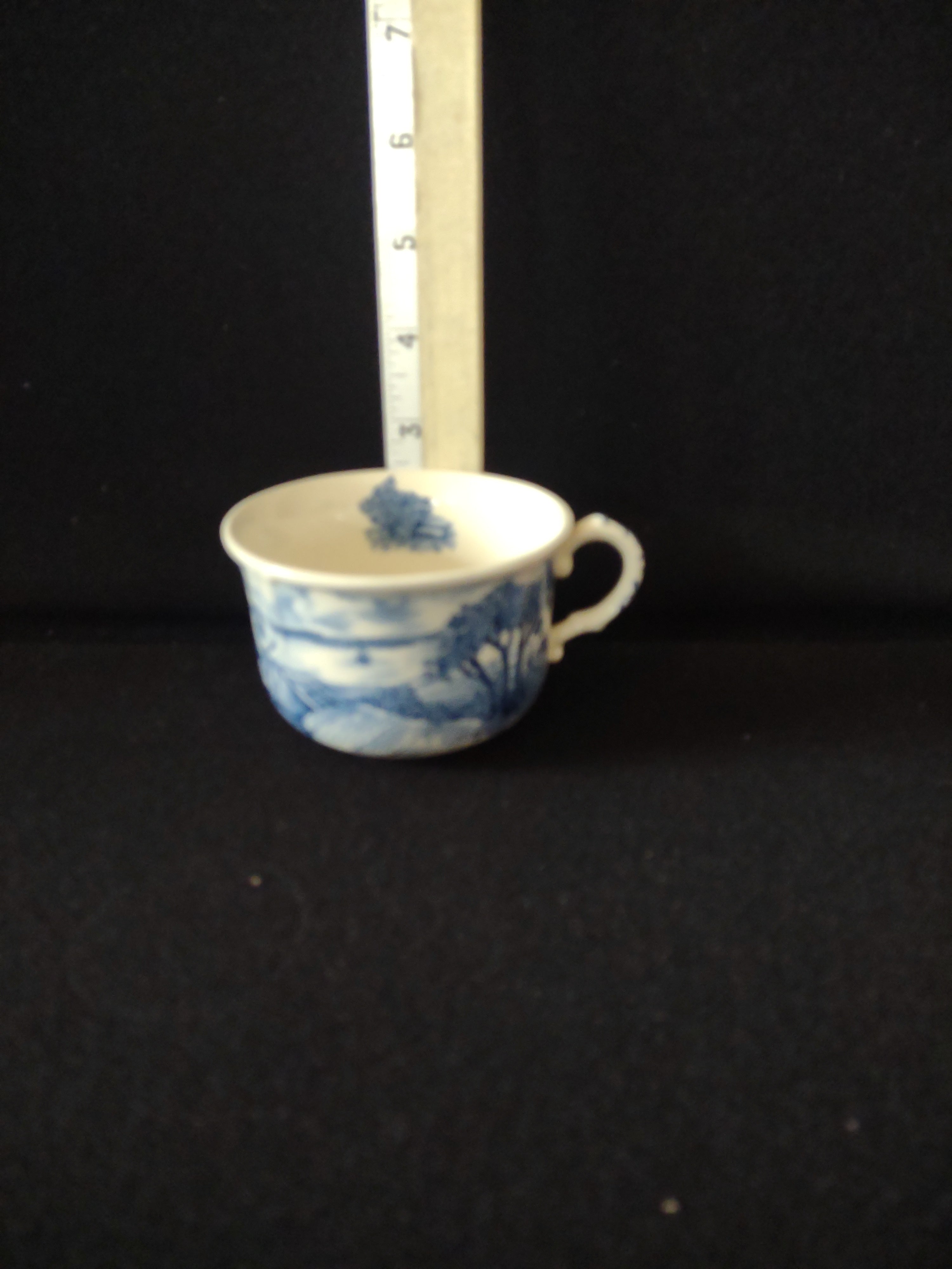 Vintage Staffordshire England Teacup Ironstone Blue Landscape (Lot 5637)