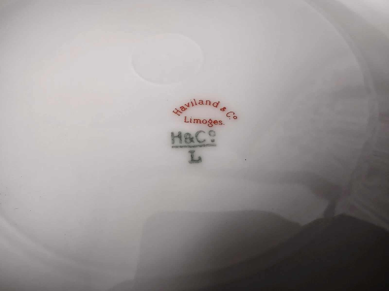 Antique French Cottage Haviland Limoges Red Rose Dinner Plate 9-1/2" (lot 956)
