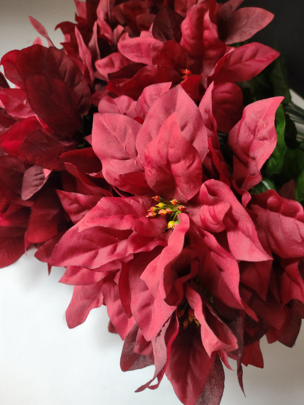 Christmas Lot Artificial Flower Poinsettia Red 12 stems 17" Long (lot 3344)