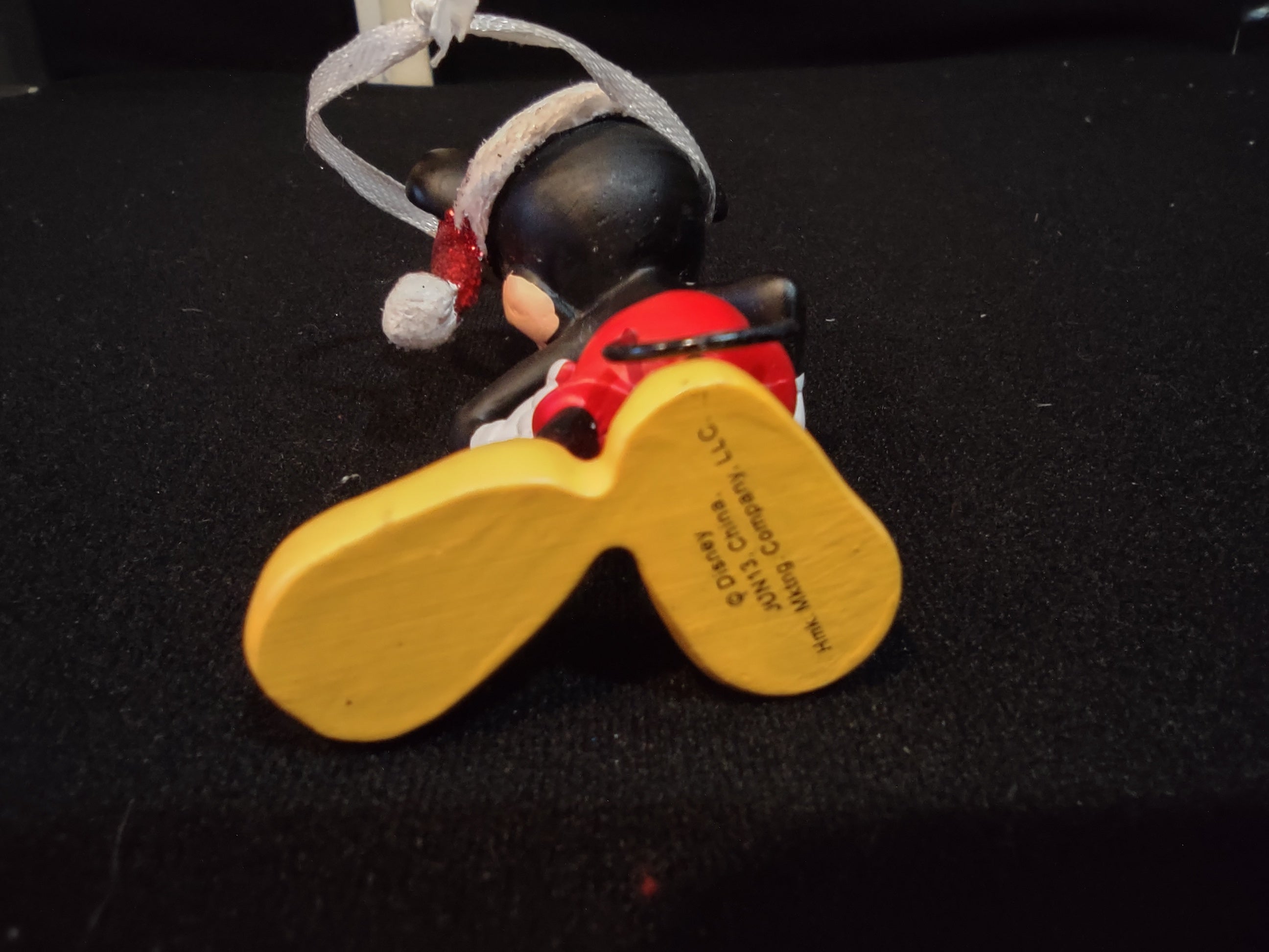 Vintage Disney Mickey Mouse Christmas Ornament Santa Hat Candy Cane (Lot 4799)