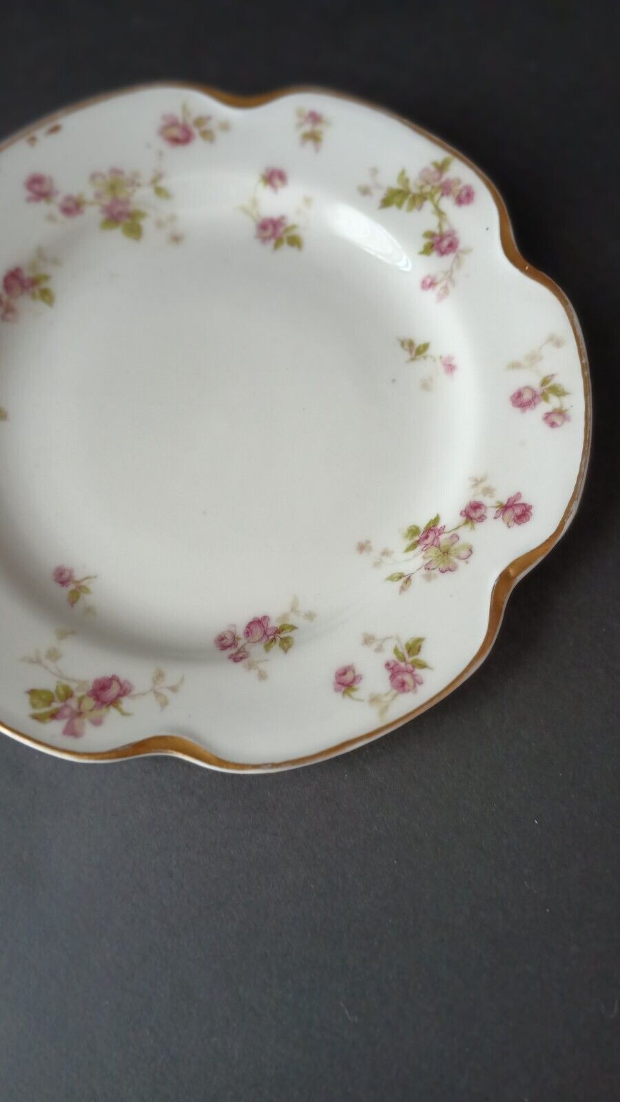 Haviland Limoges Set of 2 Bread/Butter 6-1/4" Gold Trim Roses (lot 381)