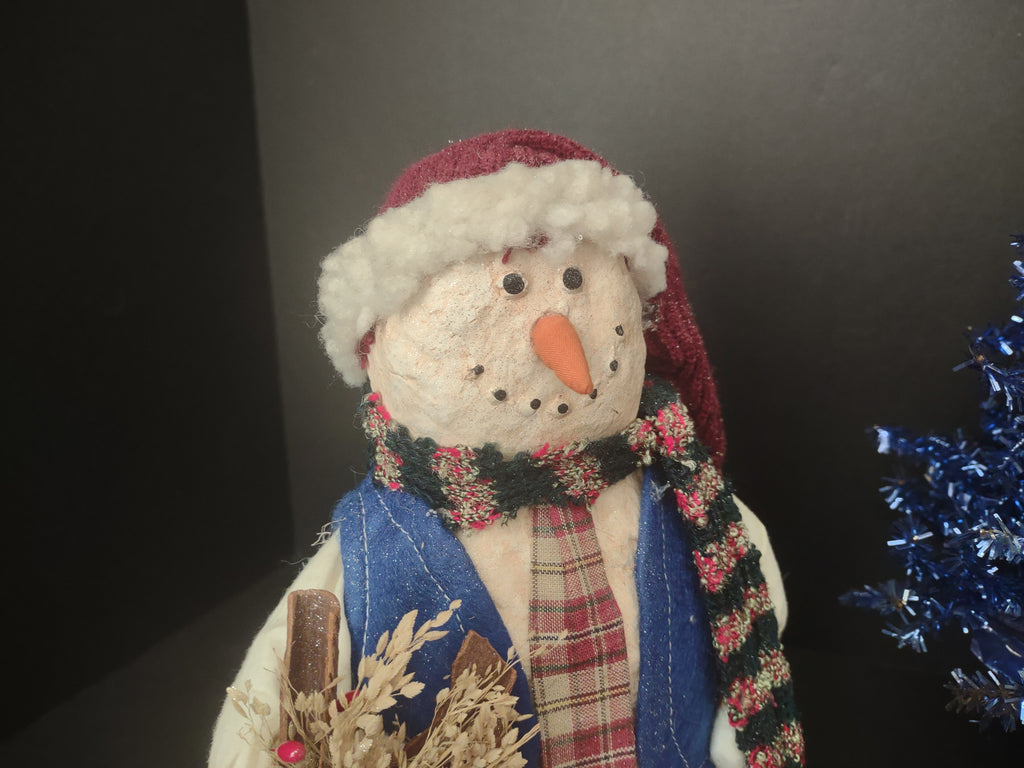 Christmas Snowman Tinsel Blue Small Tree Decor (lot 1278)