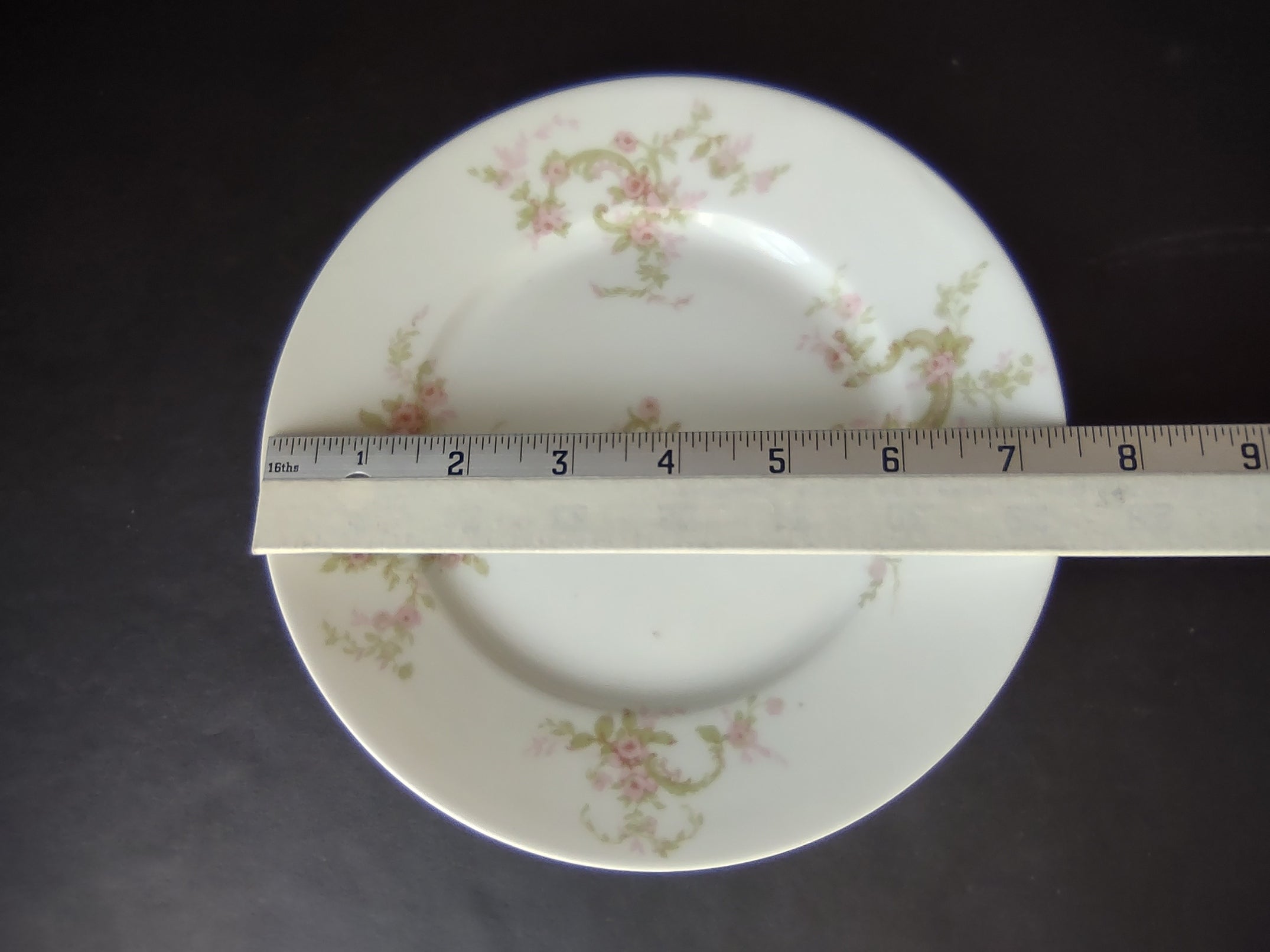 Haviland Limoges Dessert Plate Pink Rose Green Ribbon (lot 889)