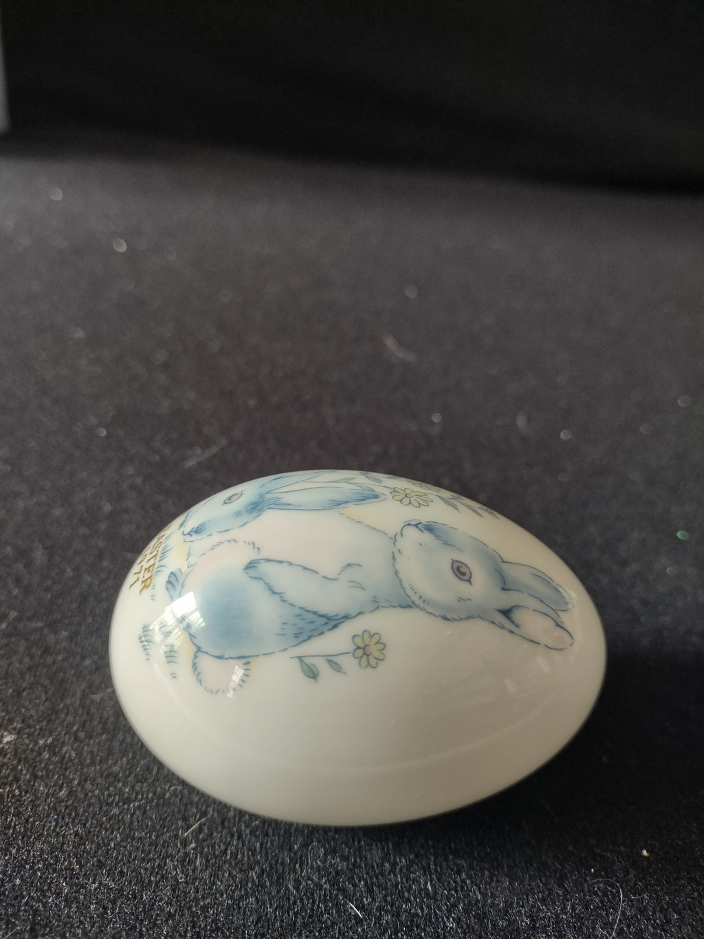 Vintage 1971 Noritake Japan Bone China Easter Egg Blue Bunny Flower (Lot 5071)