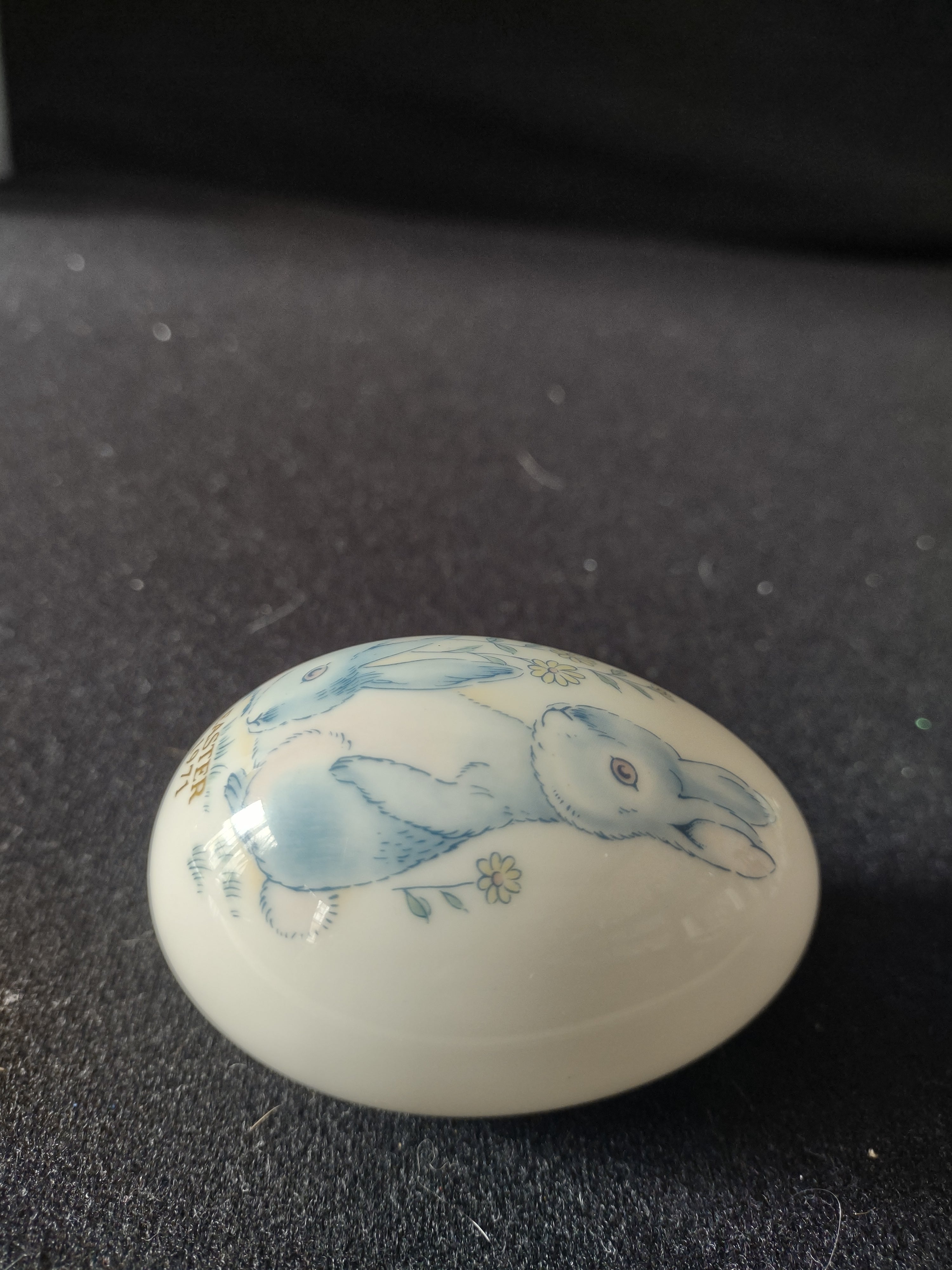 Vintage 1971 Noritake Japan Bone China Easter Egg Blue Bunny Flower (Lot 5071)
