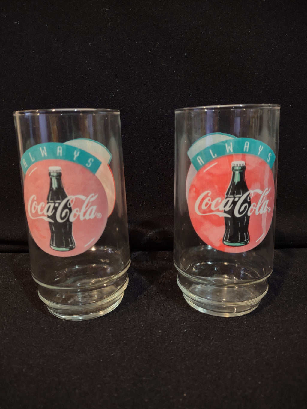 Vintage Coca-Cola Always Drinking Glass Tumbler x 2 (lot 5416)