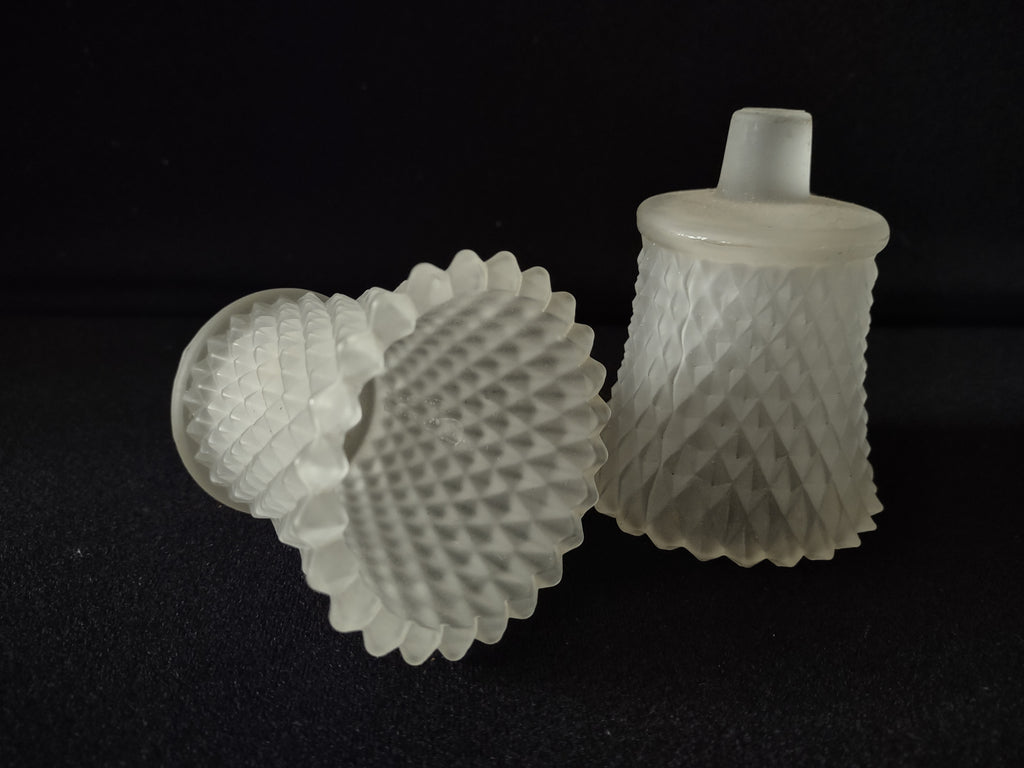 Vintage Home Interiors Frosted Diamond Cut Votive Candle Holder x 2 (lot 5407)