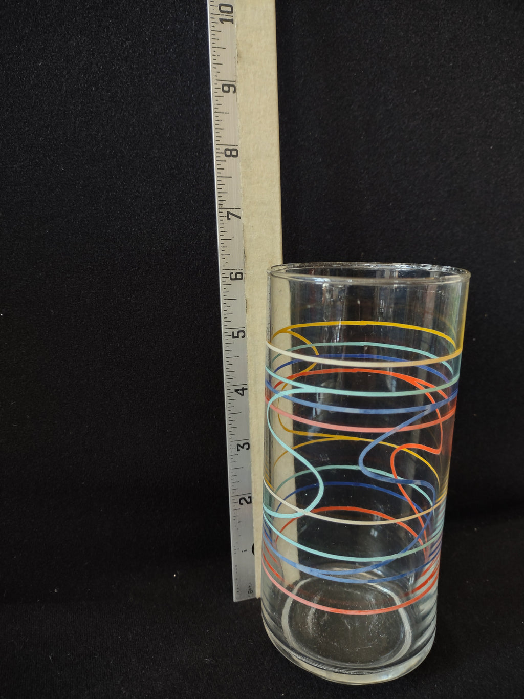 Vintage MCM Anchor Hocking x 5 Water Tumbler Drinking Glass Swirl 6" (lot 5161)