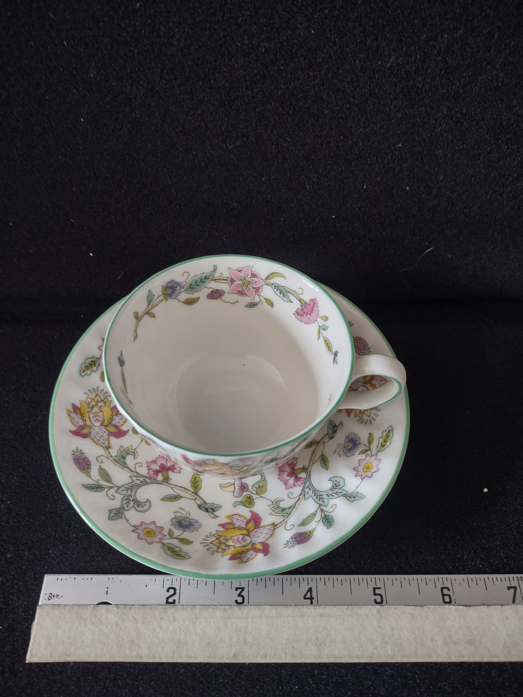 Vintage Minton Haddon Hall Tea Cup Saucer England Bone China Floral (Lot 5445)