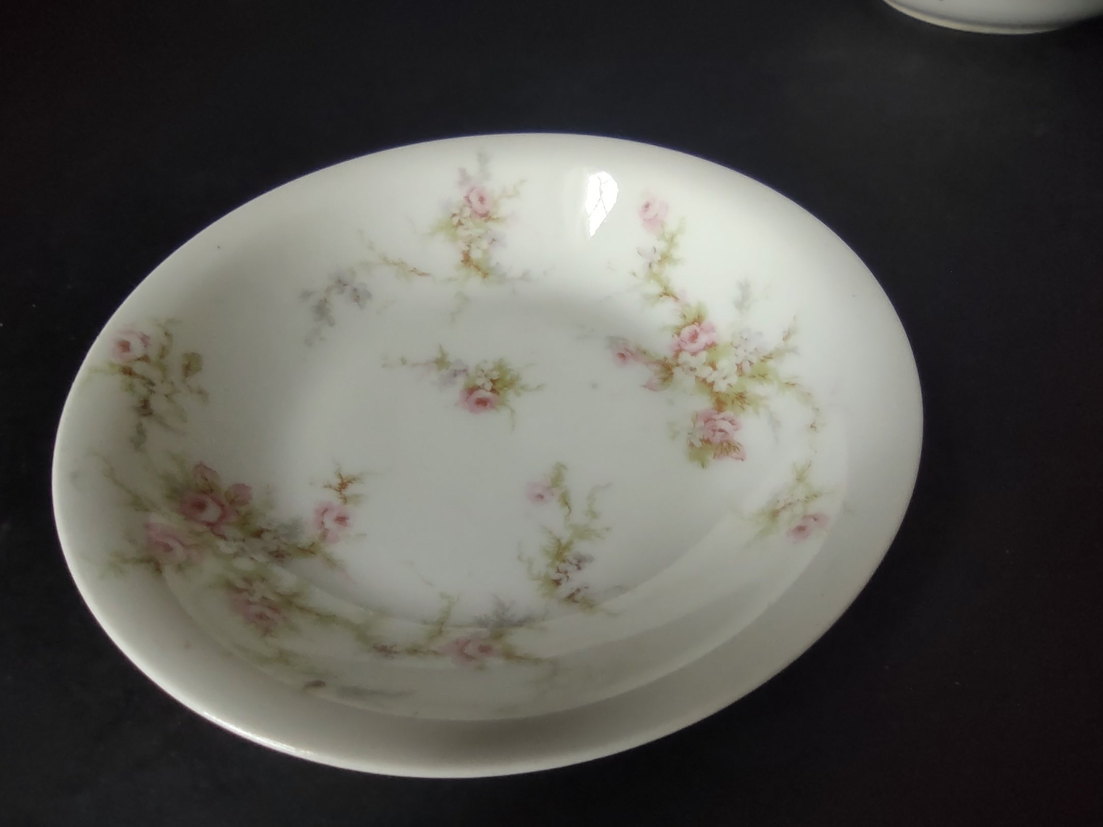 Haviland Limoges 4 x Small Cranberry Bowl 5" White Purple Flower Moss (lot 899)