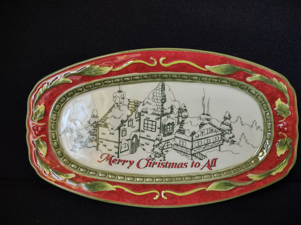 Fitz and Floyd St Nick Serving Tray Platter "Merry Christmas to All" (lot 1523