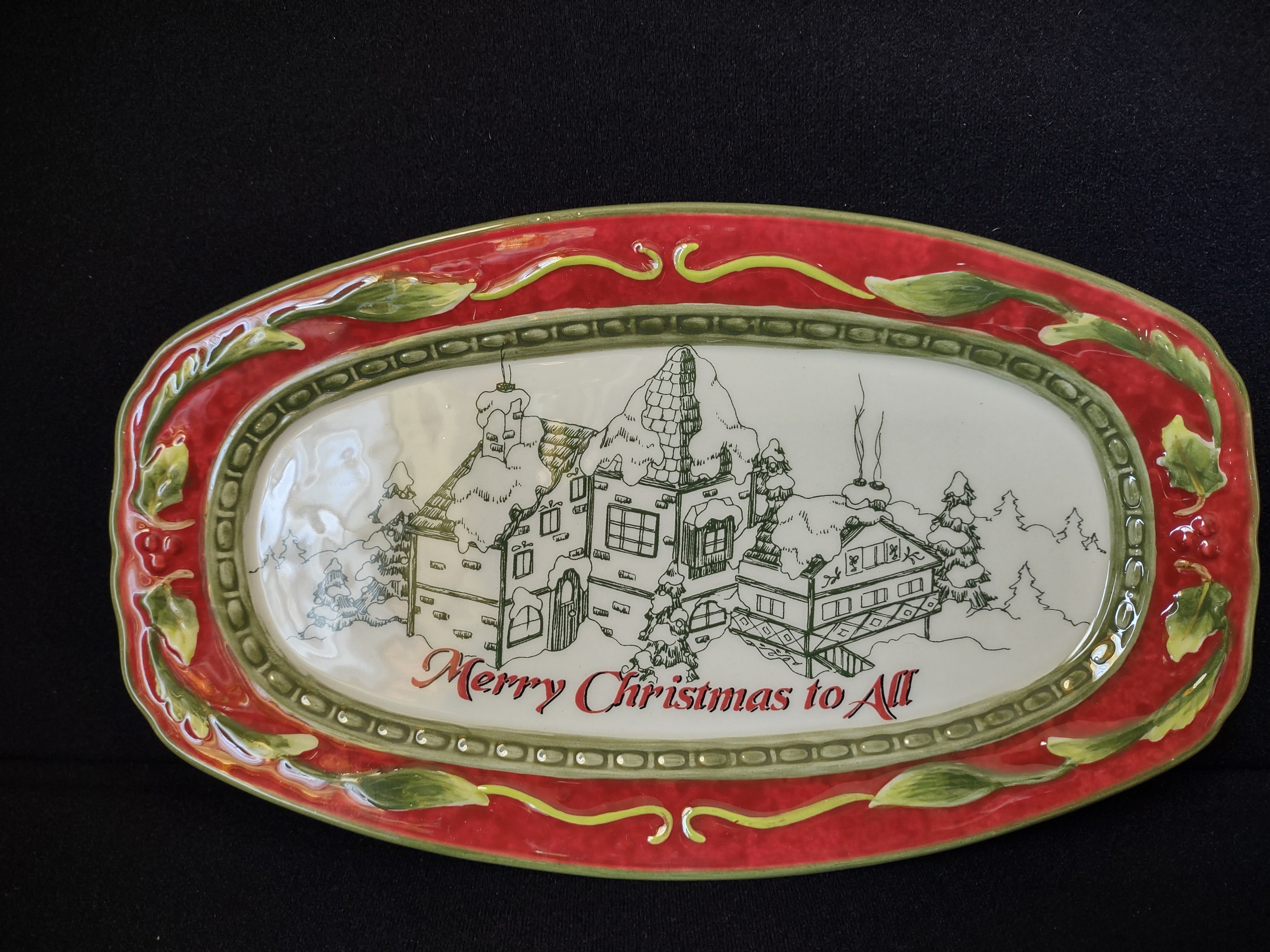 Fitz and Floyd St Nick Serving Tray Platter "Merry Christmas to All" (lot 1523
