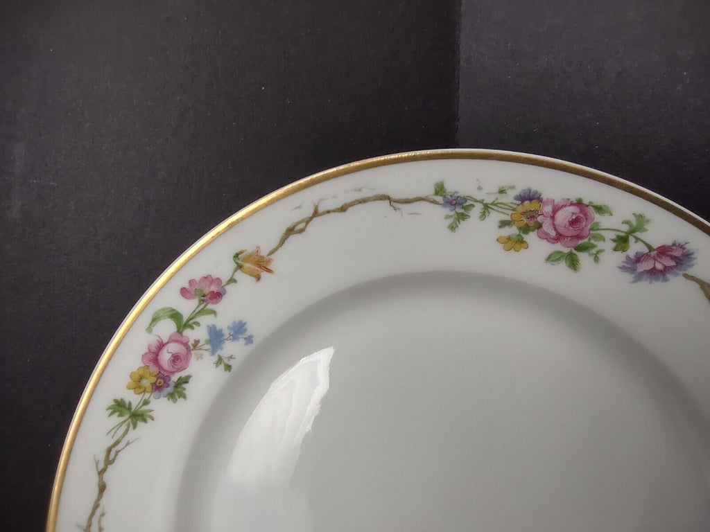 Vintage GDA Limoges Gold Trim Dessert Plate Summer Flower Garland (lot 690)