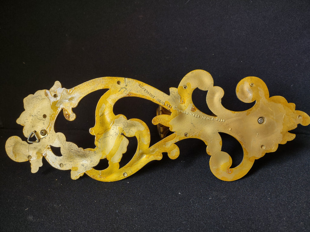 Vintage Syroco Wall Sconce Candle Holder Plastic Regency Ornate Golden (lot 1611)