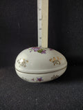 Vintage Lefton China Porcelain Egg Trinket Box Violet Floral Gold Trim (Lot 5069