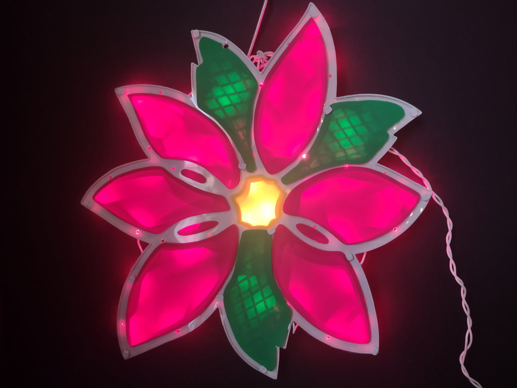 Christmas Poinsettia Flower Light Up Sculpture Decoration 17" (lot 1549)