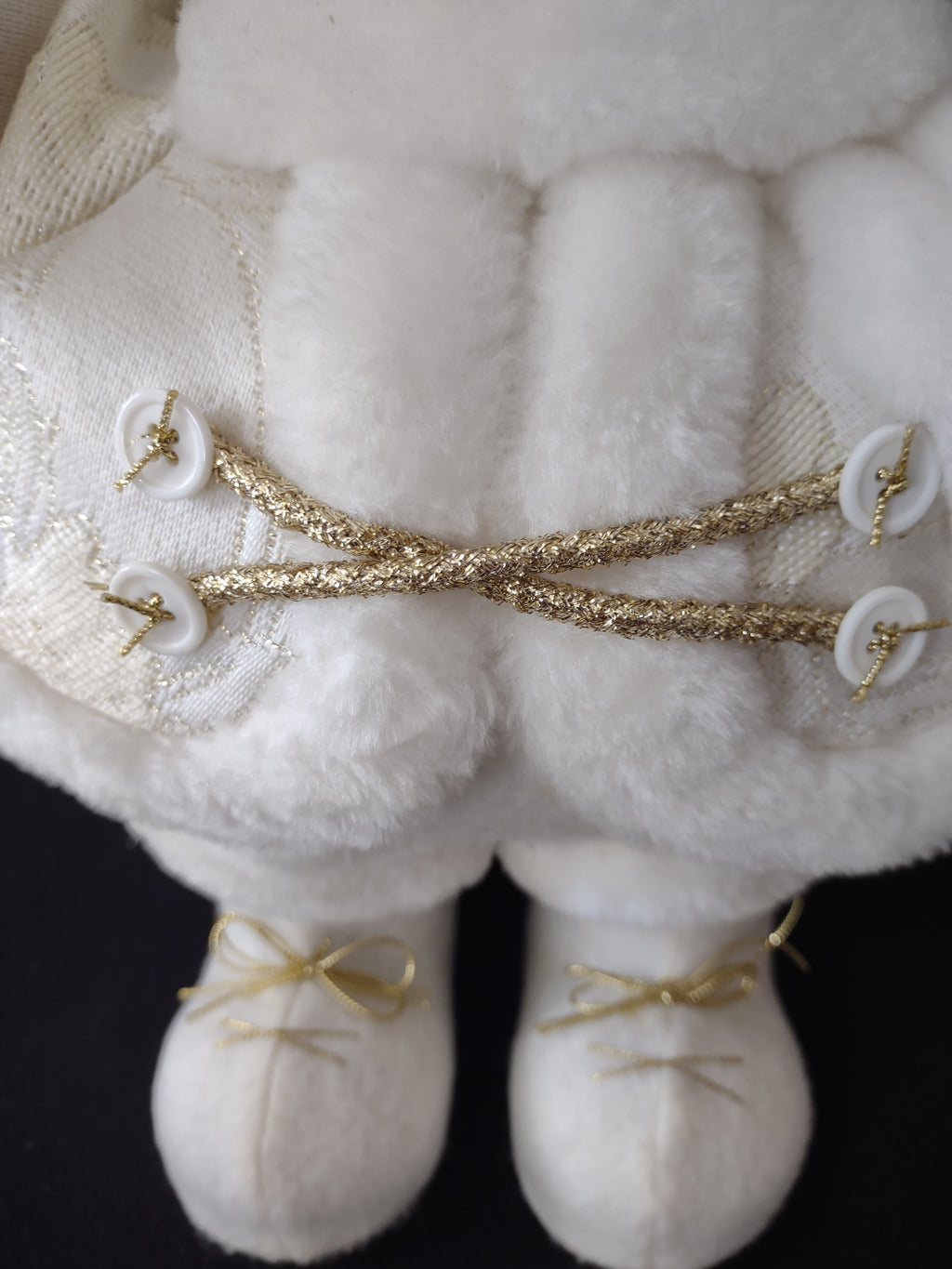Christmas White Plush Santa Bear Hat Boots Weighted Gold Trim (Lot 4045)