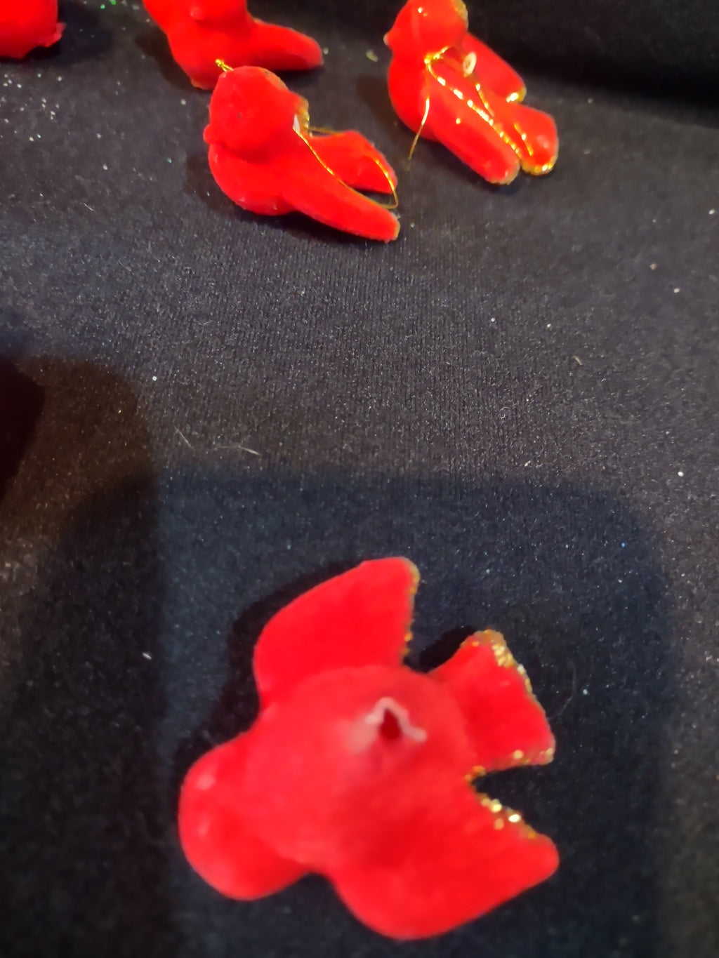 Christmas Winter Flocked Red Bird Ornament Glitter Trim x 14 (Lot 4603)