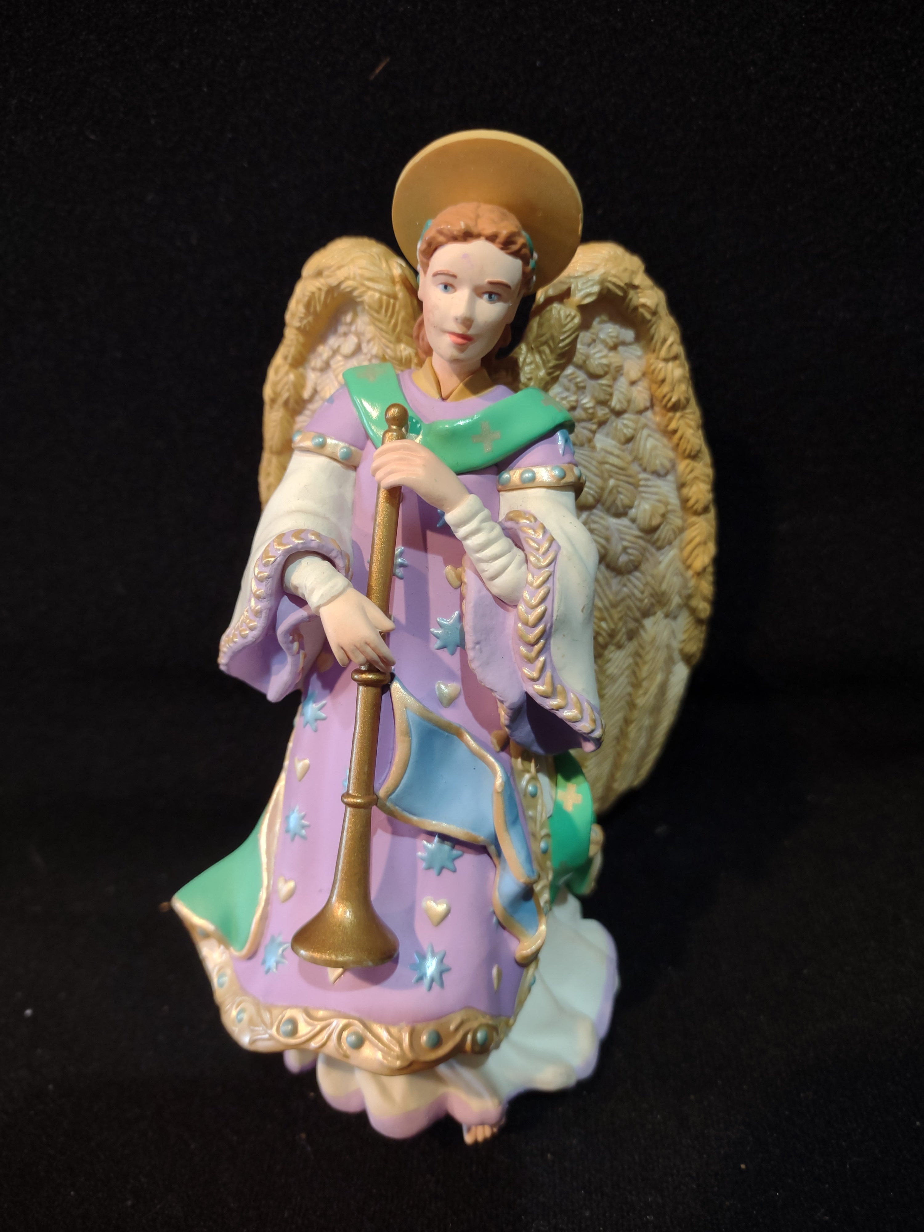 Vintage Hallmark 2000 Graceful Glory Angels Purple Gold Trim Trumpet (Lot 4619)