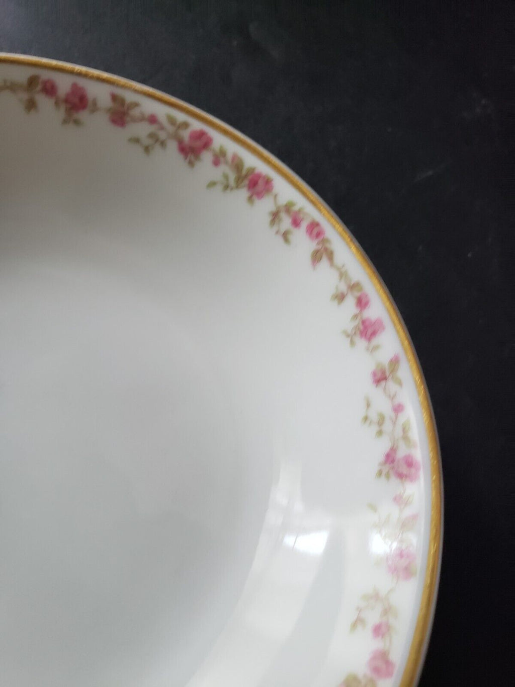 Haviland Limoges France 5-1/2" Bowl Gold Trim Pink Rose Garland (lot 570)