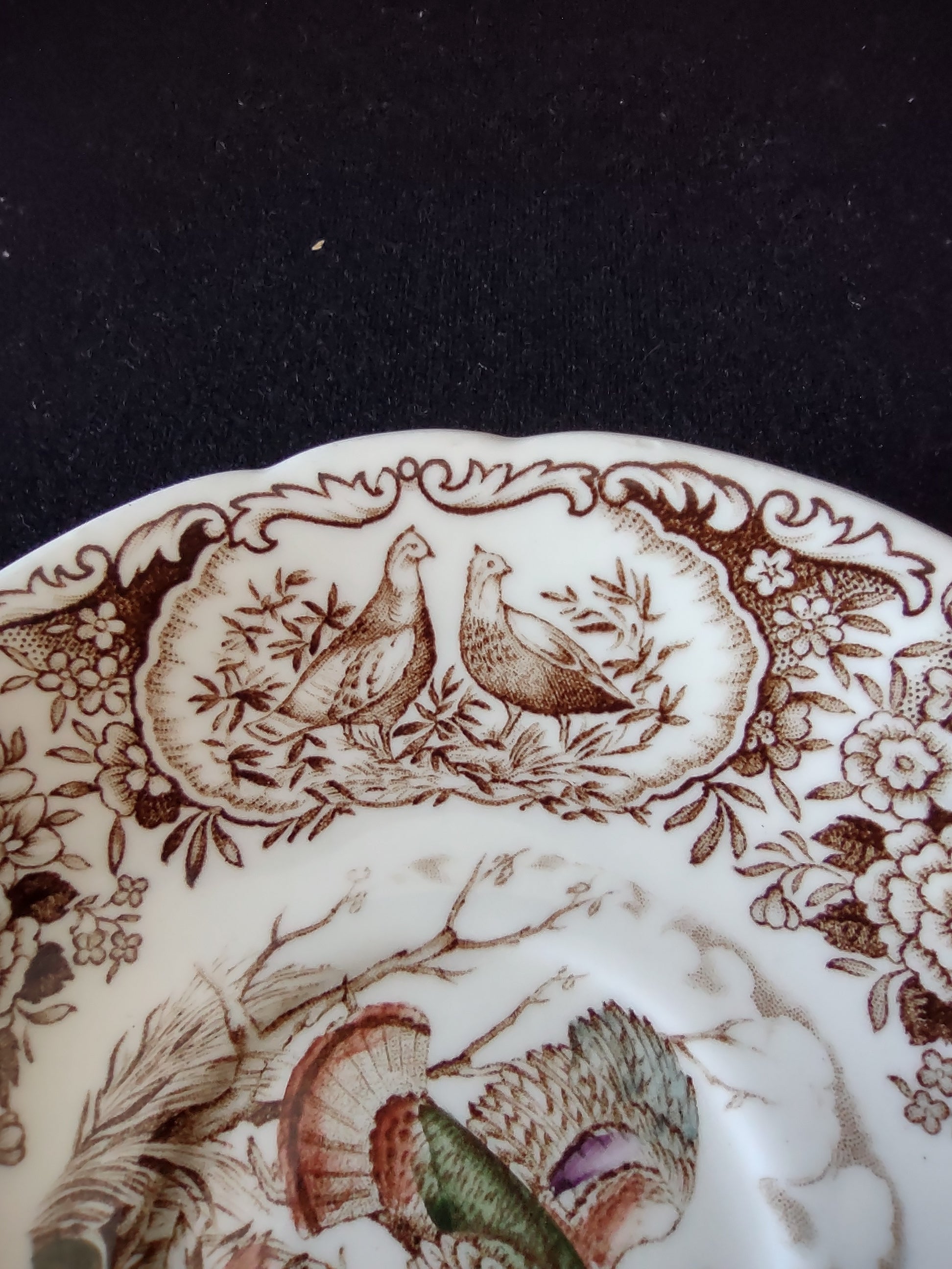 Vintage Johnson Brothers Saucer Windsor Ware Wild Turkeys Brown (Lot 5538)
