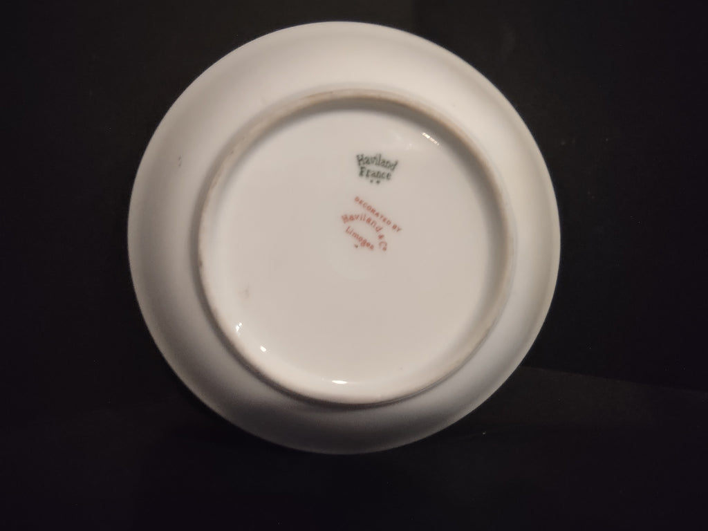 Haviland Limoges French Chic Rose Maroon Green 2 x Cranberry Bowl (lot 1092)
