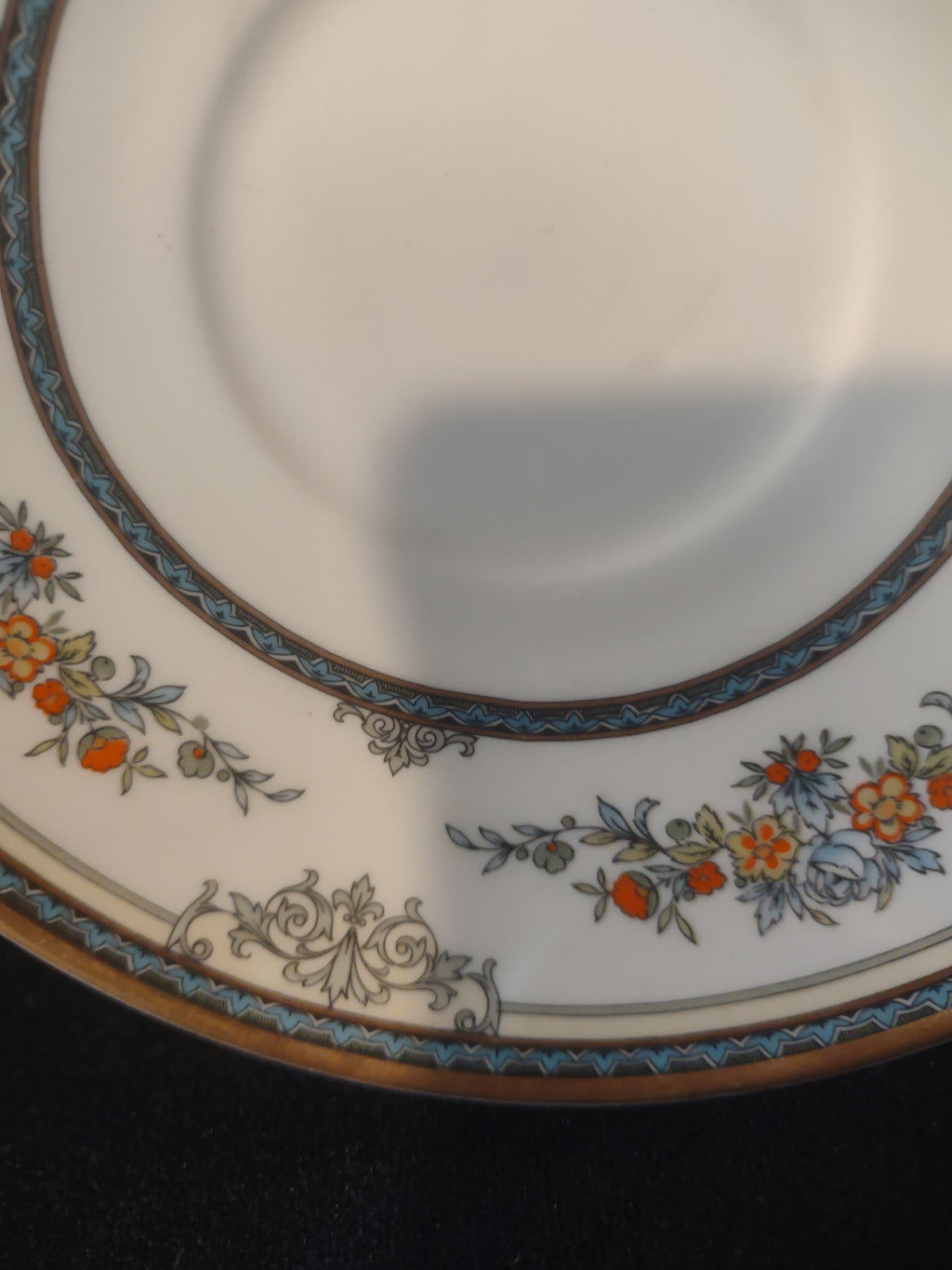Vintage Minton Stanwood Saucer Bone China Blue Orange Green (Lot 5502)