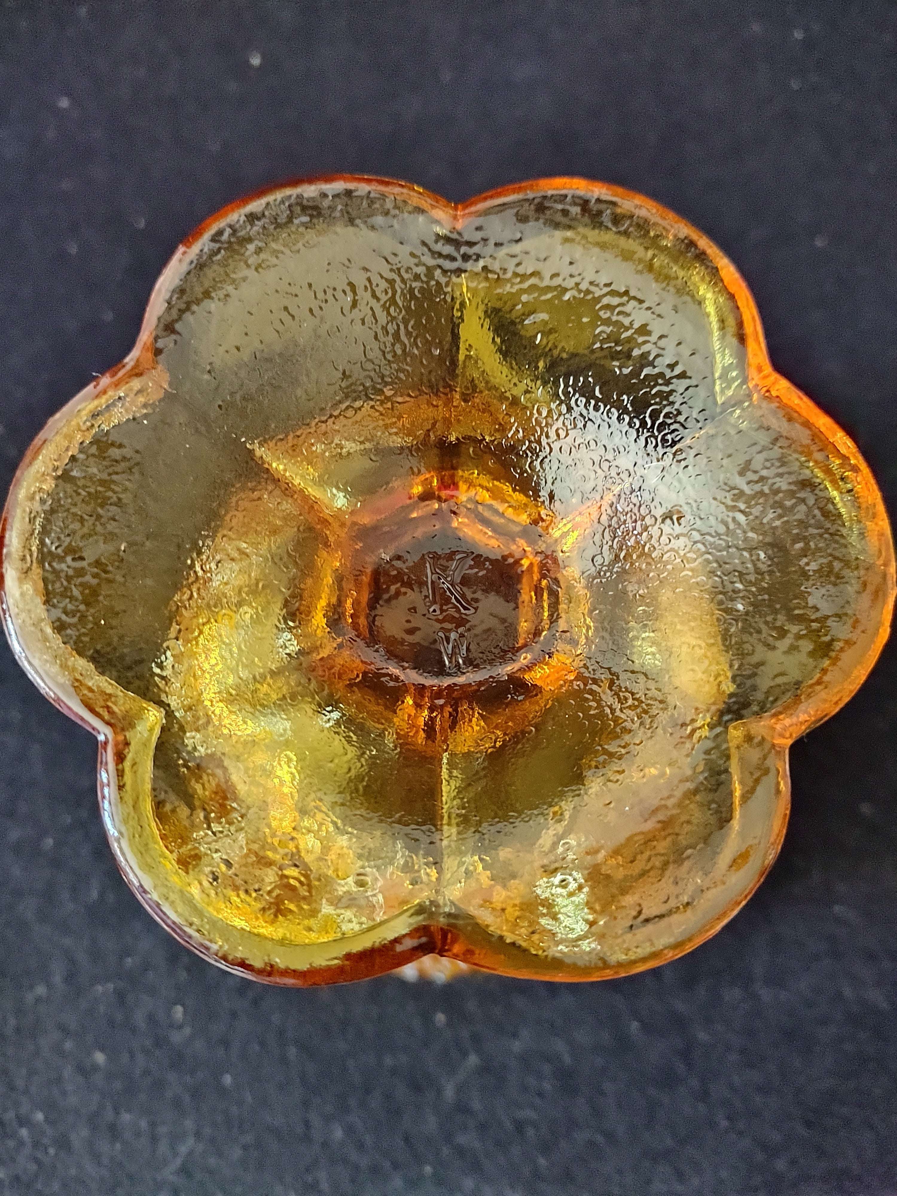 Vintage Kemple Wheaton Amber Glass Starburst Sawtooth Pedestal (Lot 3891)