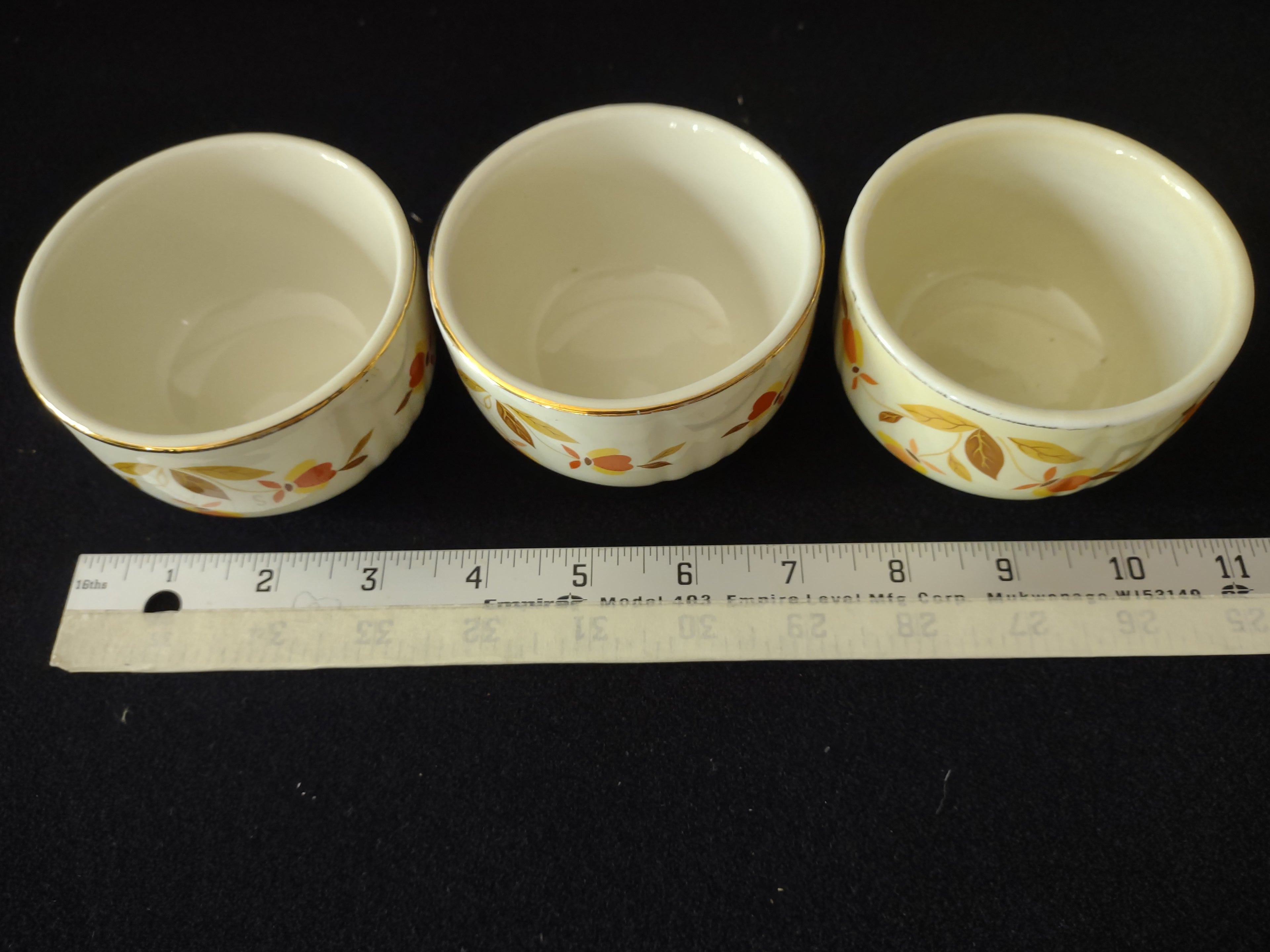 Vintage Halls Superior Autumn Leaf Jewel Tea Custard Cup/Small Bowl X 3 (Lot 2897)