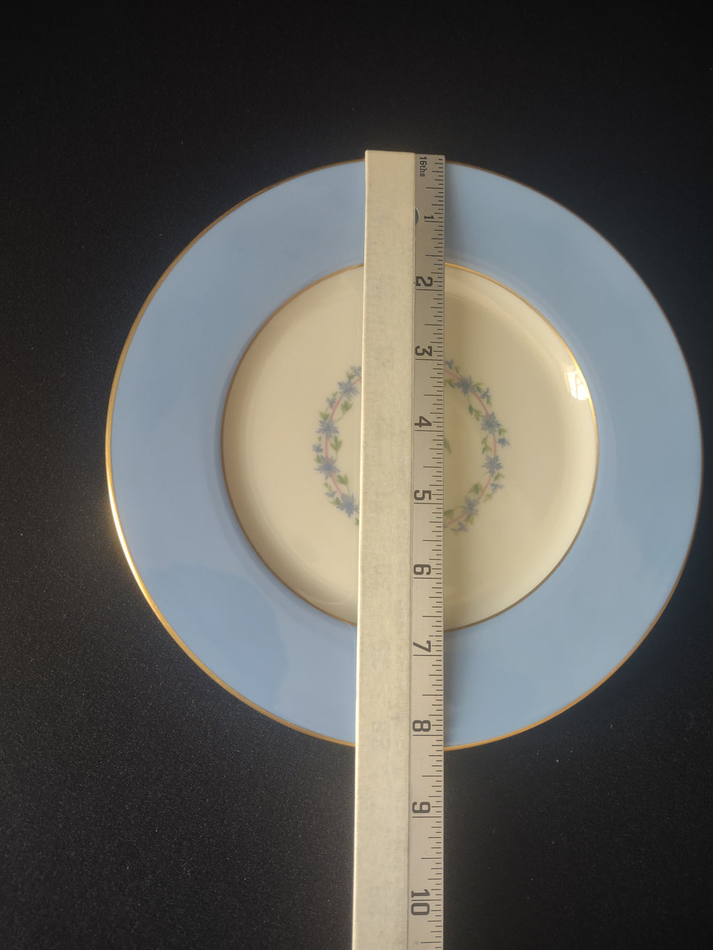 Vintage Lenox Blue Rim Black Starr & Frost Gorham Dinner Plate (lot 1797)