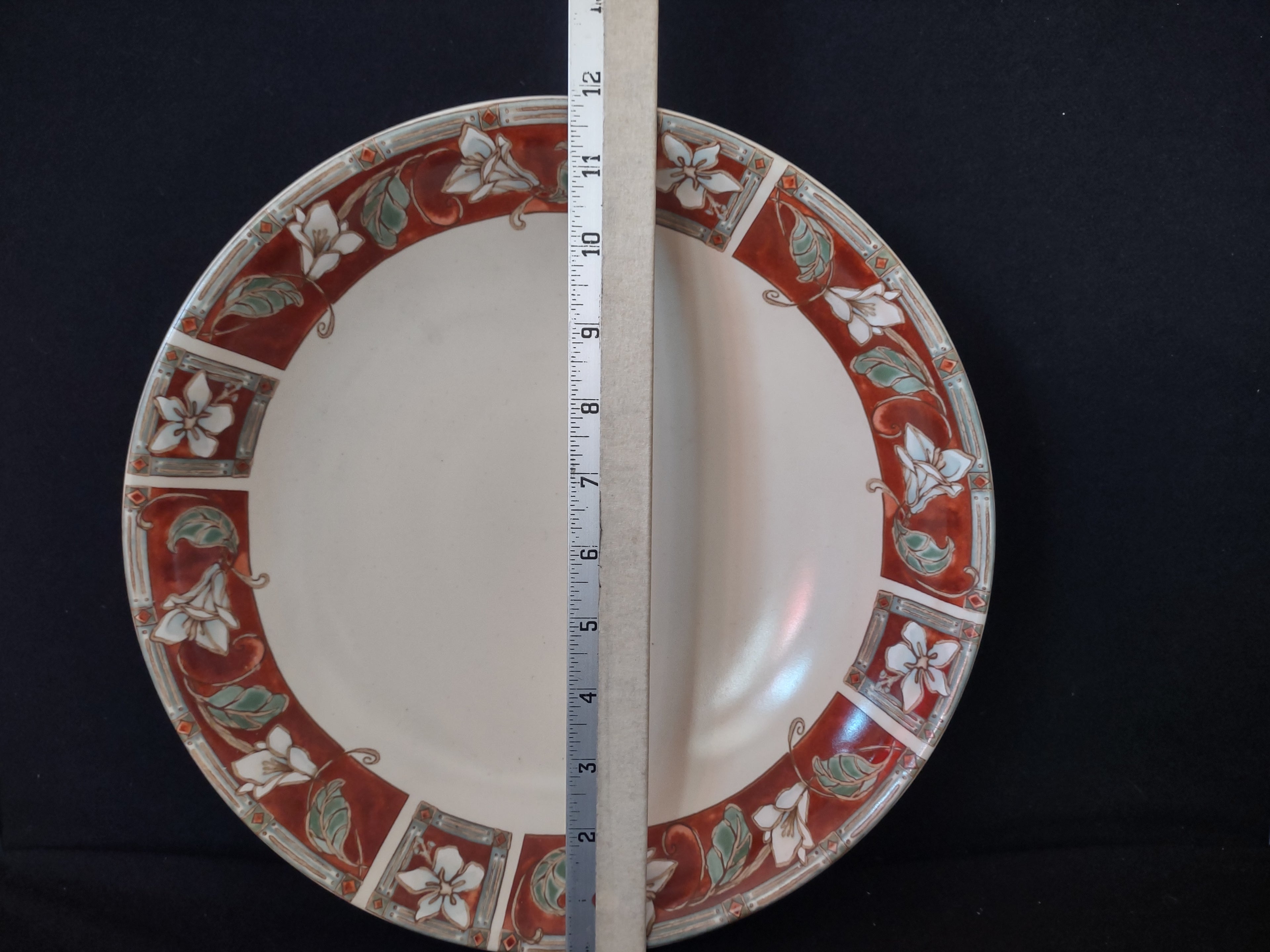 Vintage Pfaltzgraff USA 12" Large Serving Bowl Mission Flower (lot 5270)