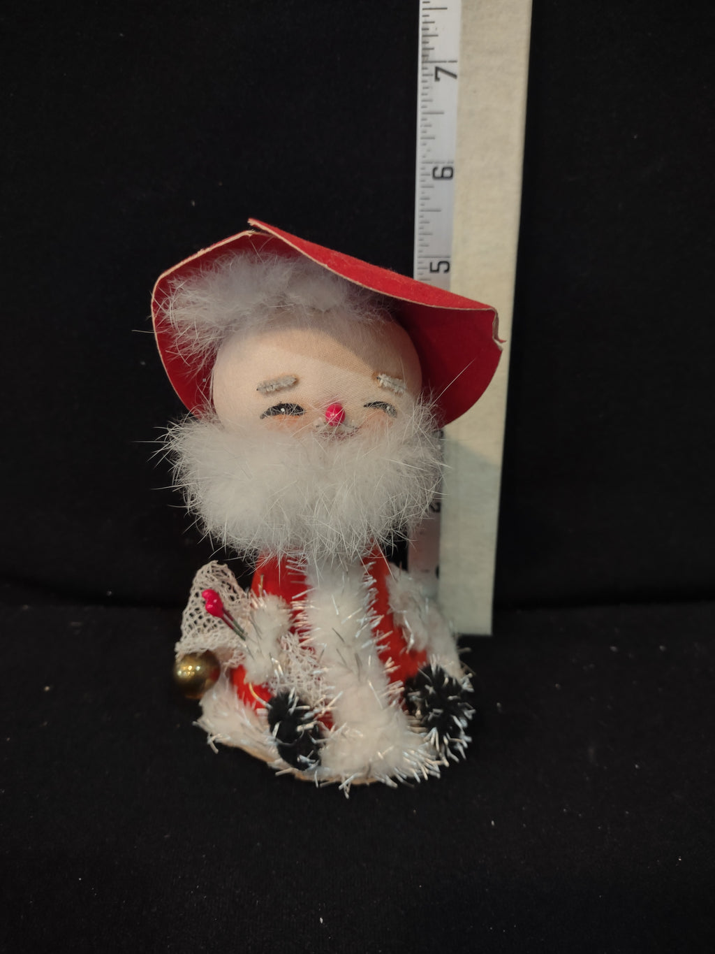 Vintage Flocked Small 5" Santa Claus Japan Christmas (Lot 3951)