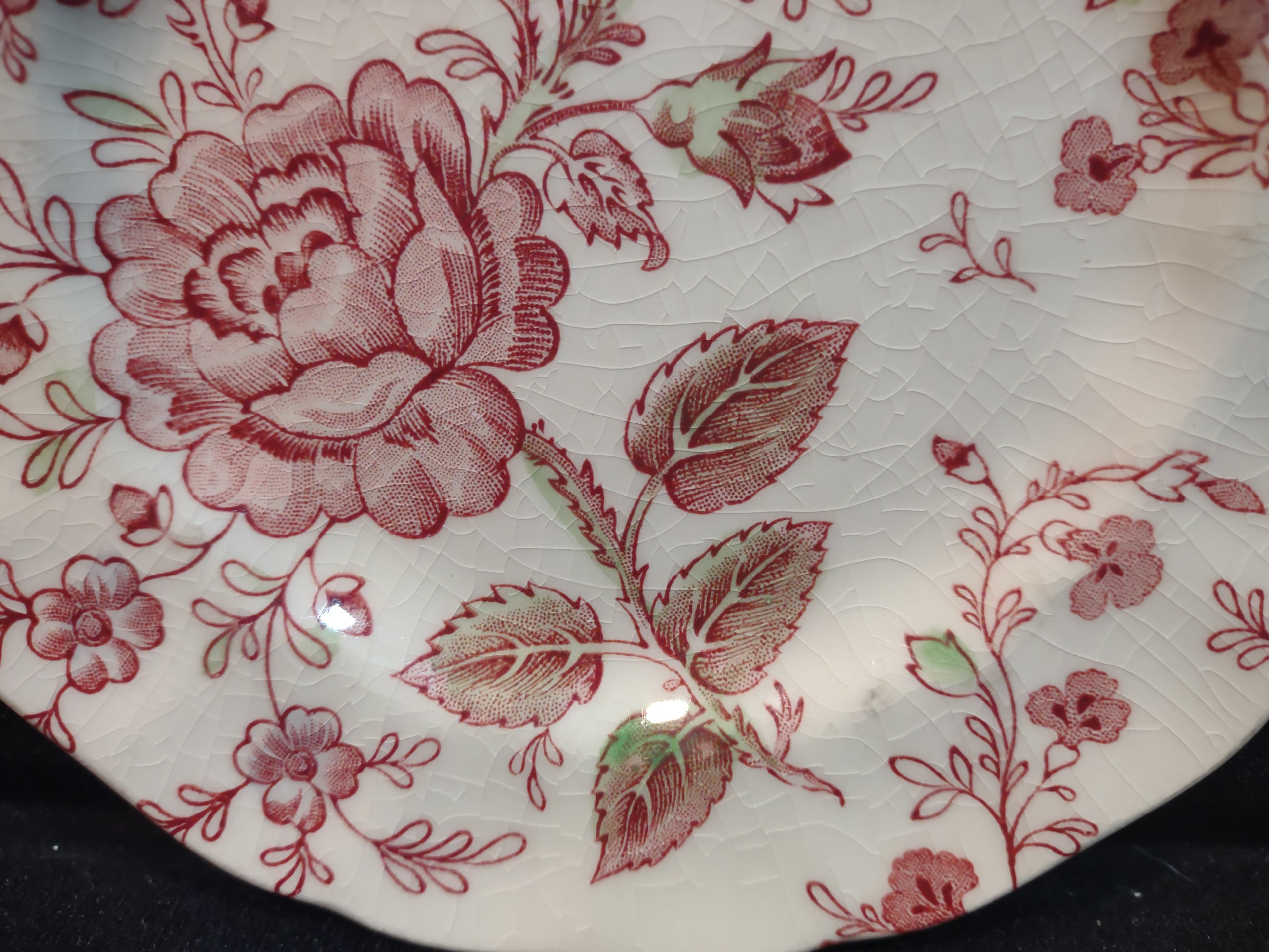 Vintage Small Plate CRAZING Rose Chintz Johnson Bros Black Stamp (lot 5698)