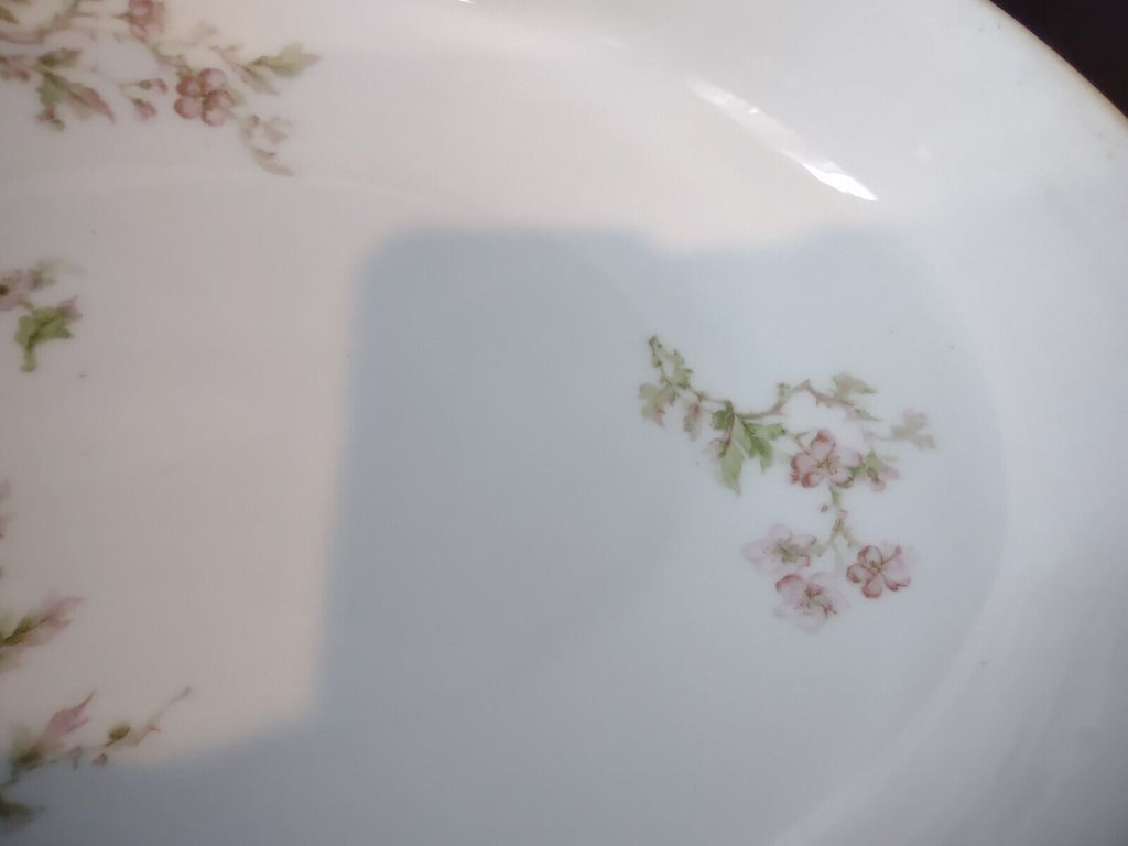 Haviland Limoges France Serving Bowl Gold Handles Red FLower Blossoms (lot 555)