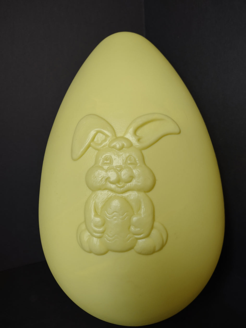 Vintage Blow Mold Easter Egg Yellow with Bunny 13" tall (lot 1470)