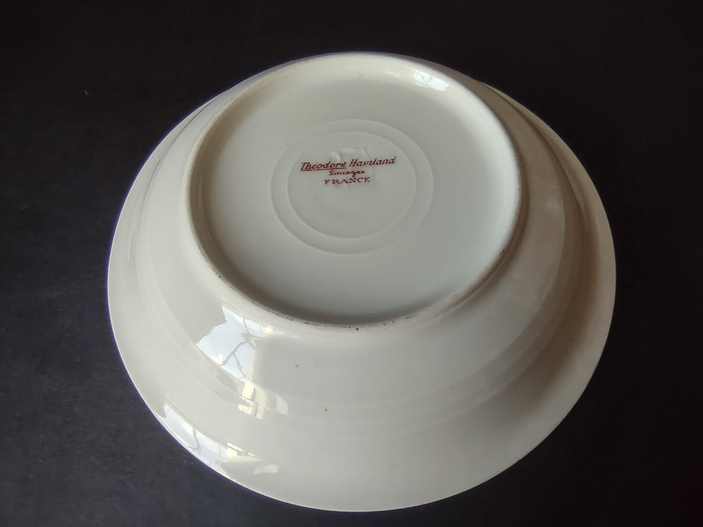 Haviland Limoges 6 x Small Bowl 5" Cranberry Pink Rose Green Ribbon (lot 892)