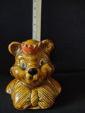 Vintage Ceramic Cookie Jar LID ONLY Japanese King Brown Bear (Lot 5294)
